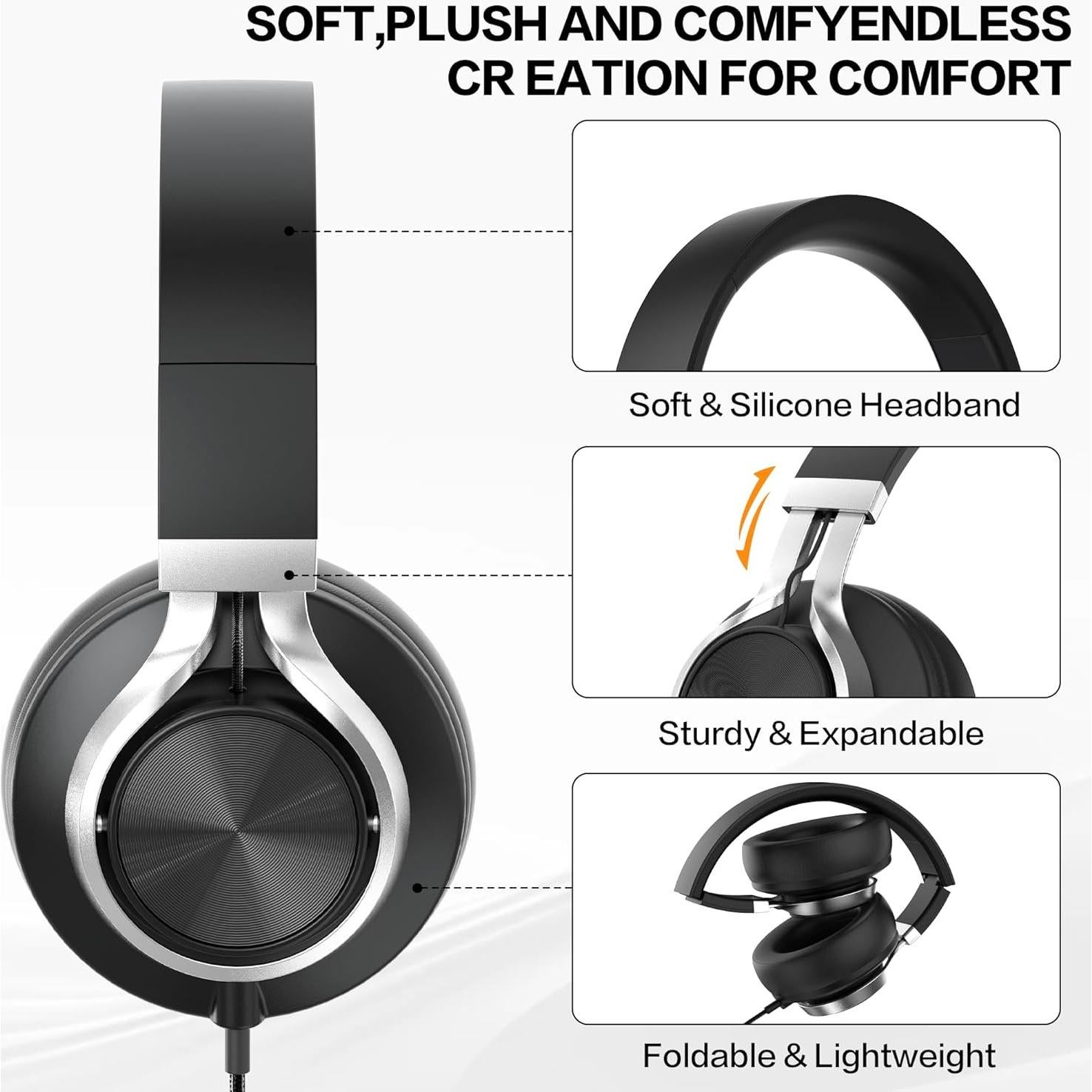 Auriculares Over Ear AILIHEN C90 con Micrófono y Aislamiento de Ruido