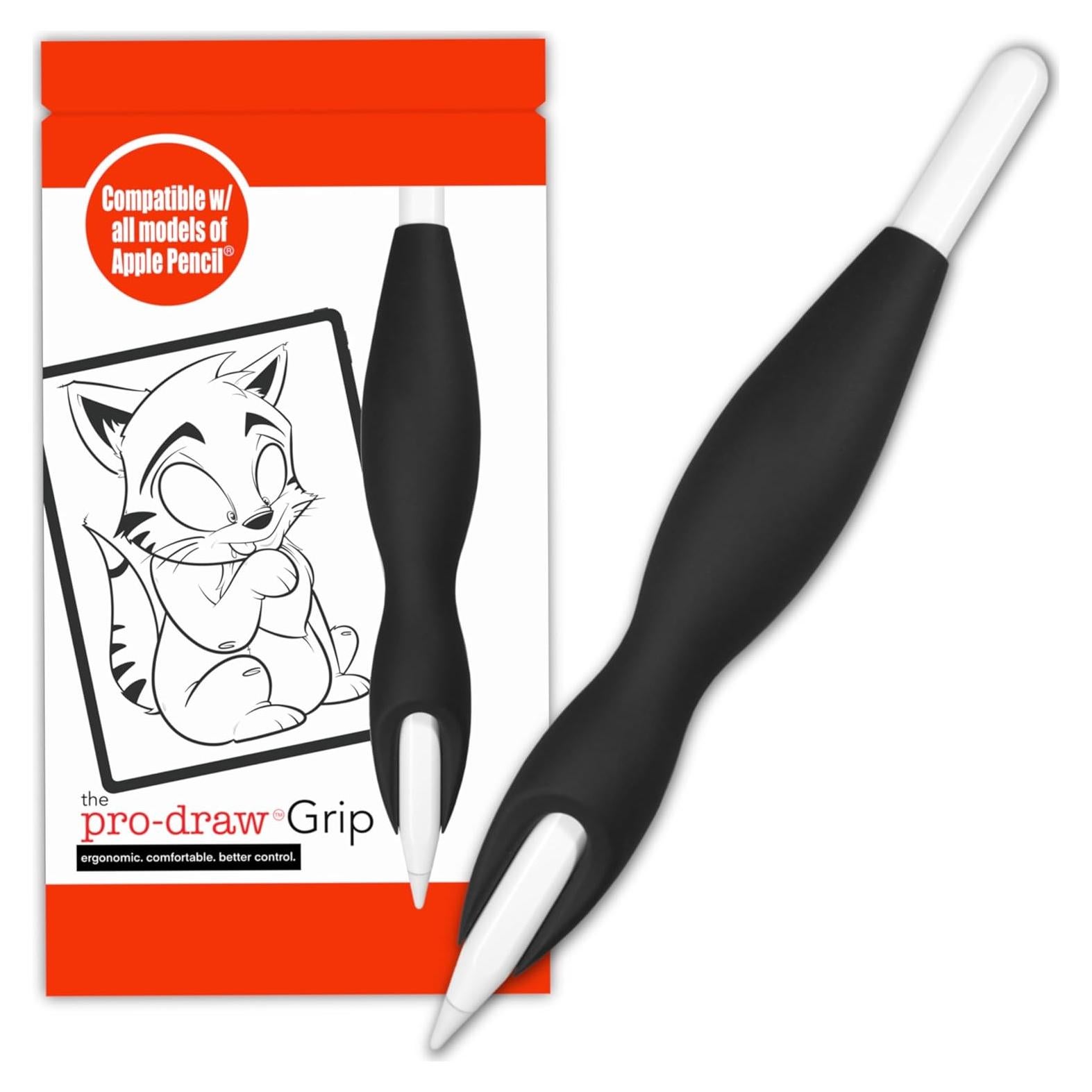 Agarre Pro-Draw para Apple Pencil Gen 1 y 2 - Silicona Negra