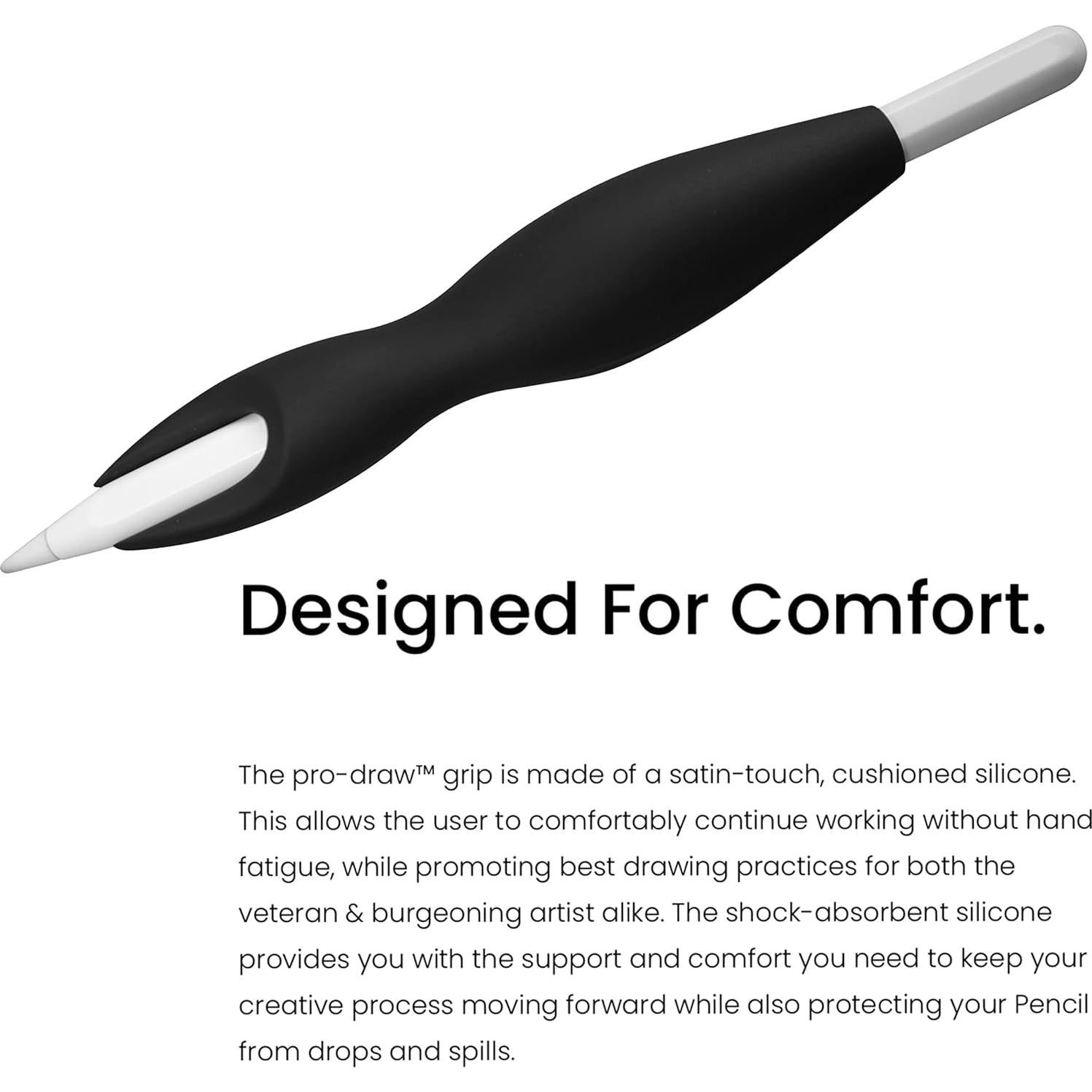 Agarre Pro-Draw para Apple Pencil Gen 1 y 2 - Silicona Negra