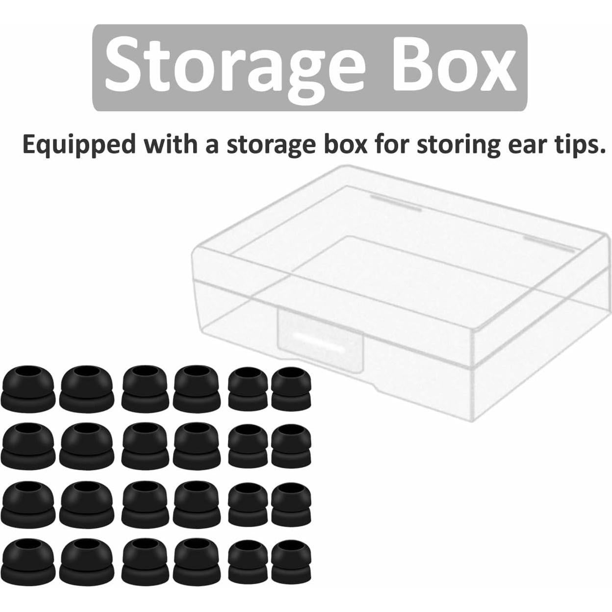 12 Pares Tapones Doble Flange Silicona para Beats Fit Pro - Negro