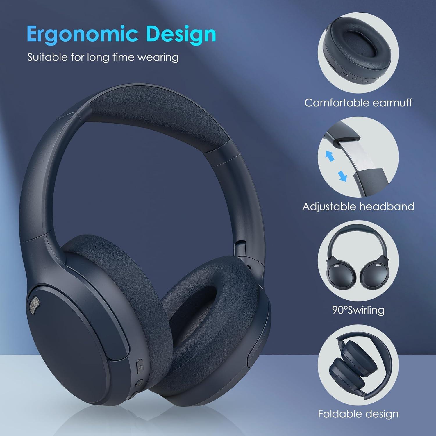 Auriculares Inalámbricos Over Ear Swiitech KH136K Azul con Bluetooth 5.4