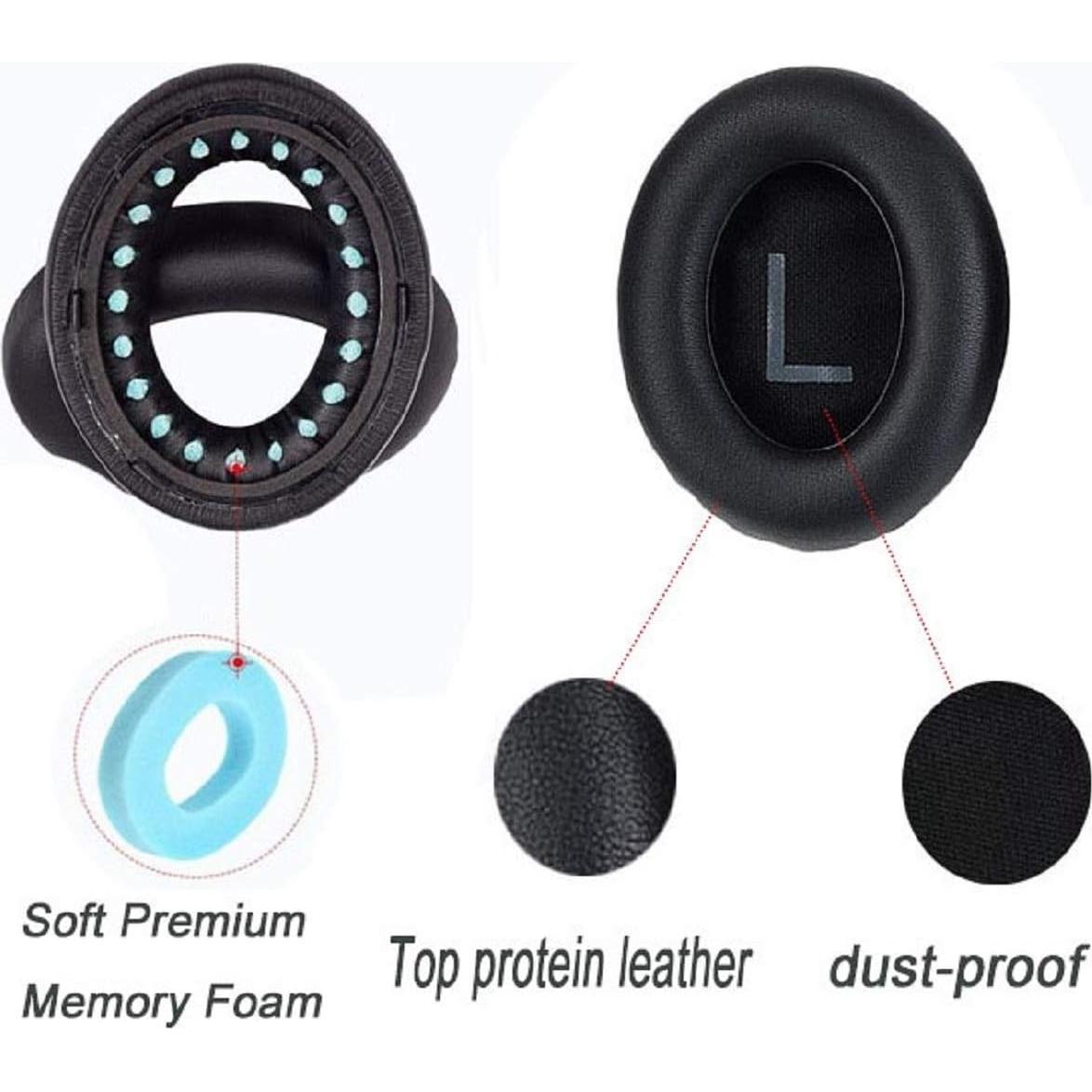 Almohadillas de Reemplazo Luckvan para Auriculares Bose 700 - Negro