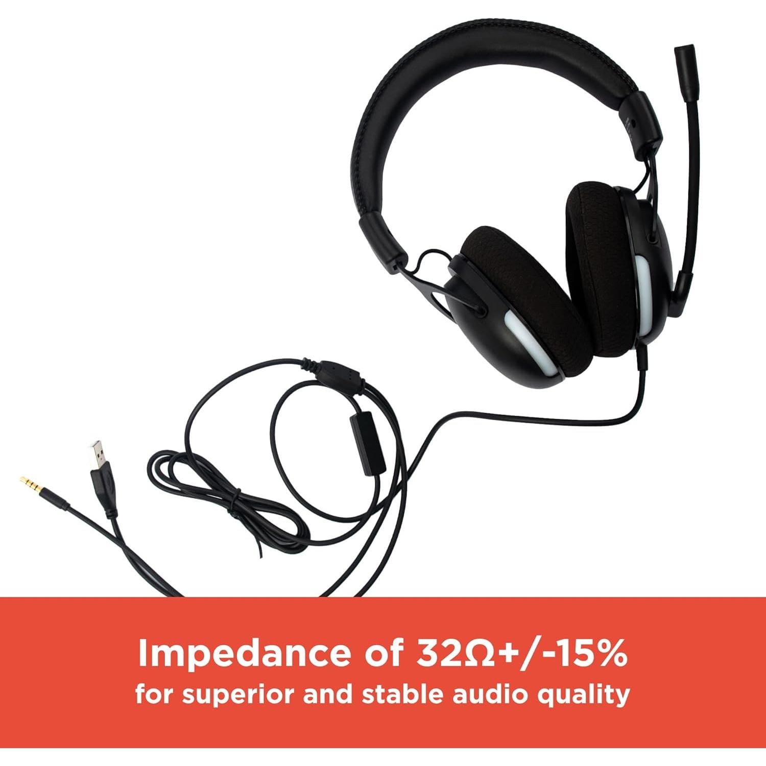 RadioShack Gaming Headphones – 40mm Drivers, Dual Connectivity (3.5mm & USB-A), Modern & Sleek Black Design