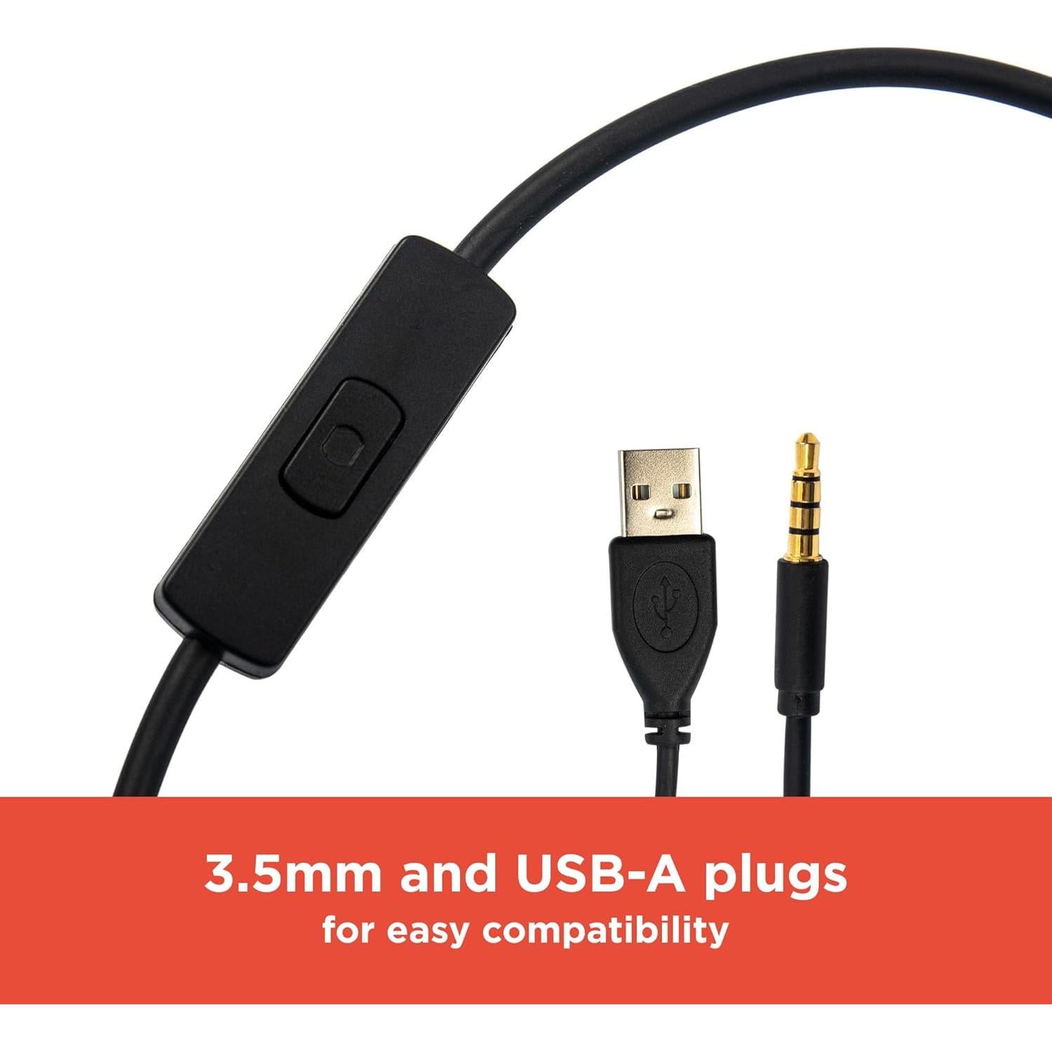 RadioShack Gaming Headphones – 40mm Drivers, Dual Connectivity (3.5mm & USB-A), Modern & Sleek Black Design