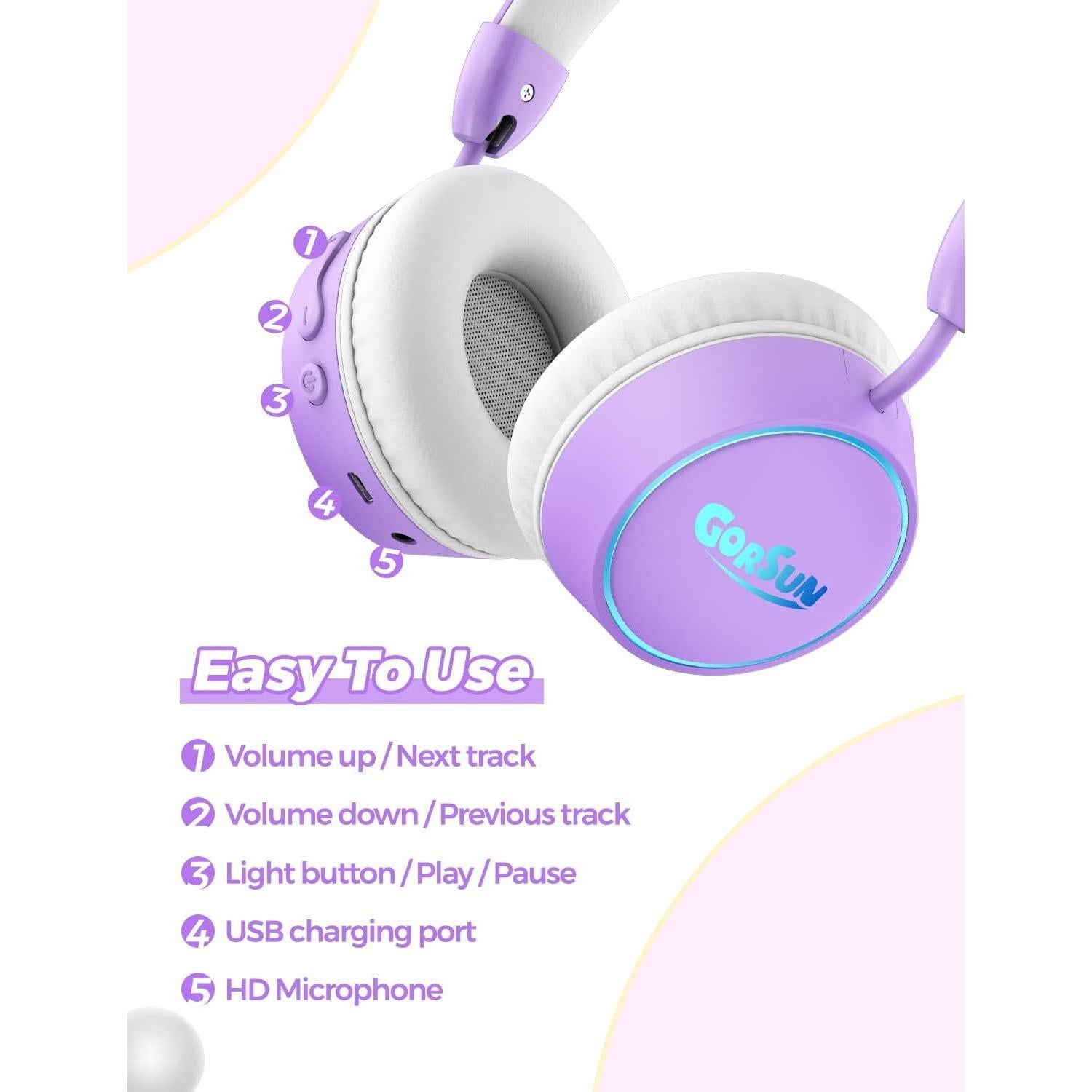 Auriculares Bluetooth gorsun E95A Niños 85dB 68H Inalámbricos