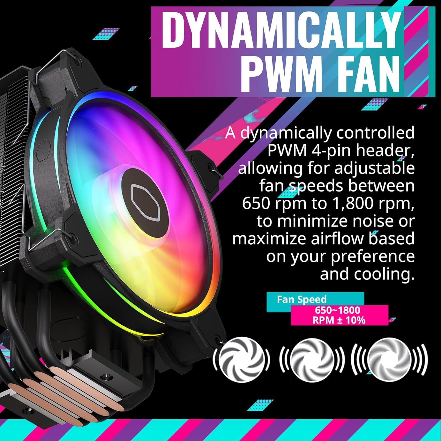 Cooler Master Hyper 212 Halo Negro Enfriador CPU 154mm ARGB