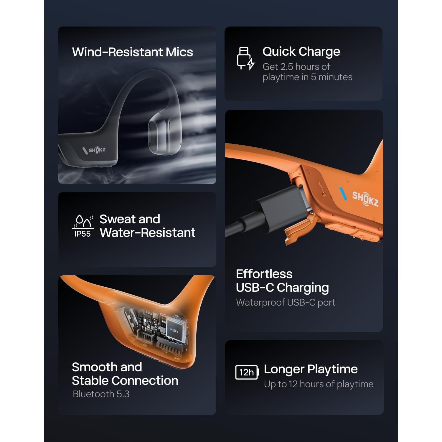 Auriculares Inalámbricos SHOKZ OpenRun Pro2 - Conducción Ósea, Resistente al Sudor, 12h Batería