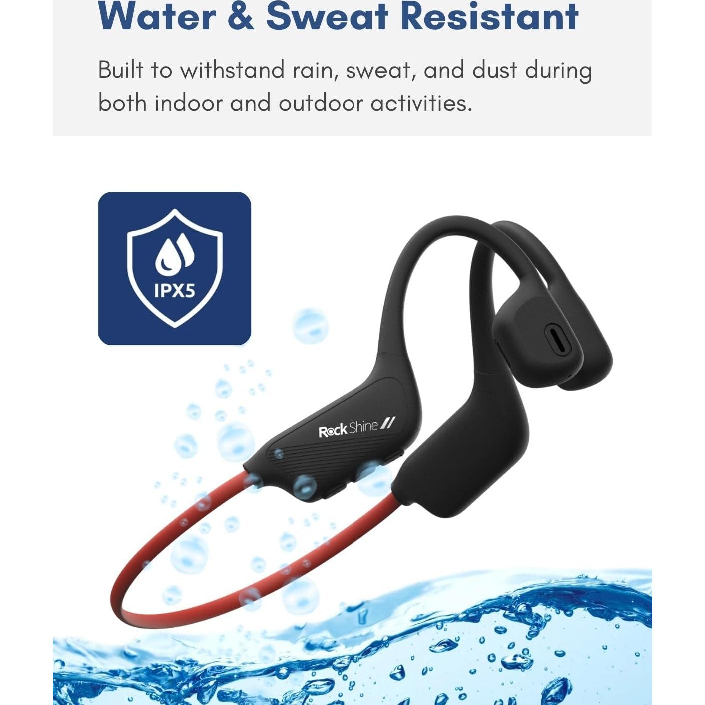 Auriculares Deportivos ROCKSHINE R1 - Conducción Ósea, Resistente al Sudor, Bluetooth 5.3