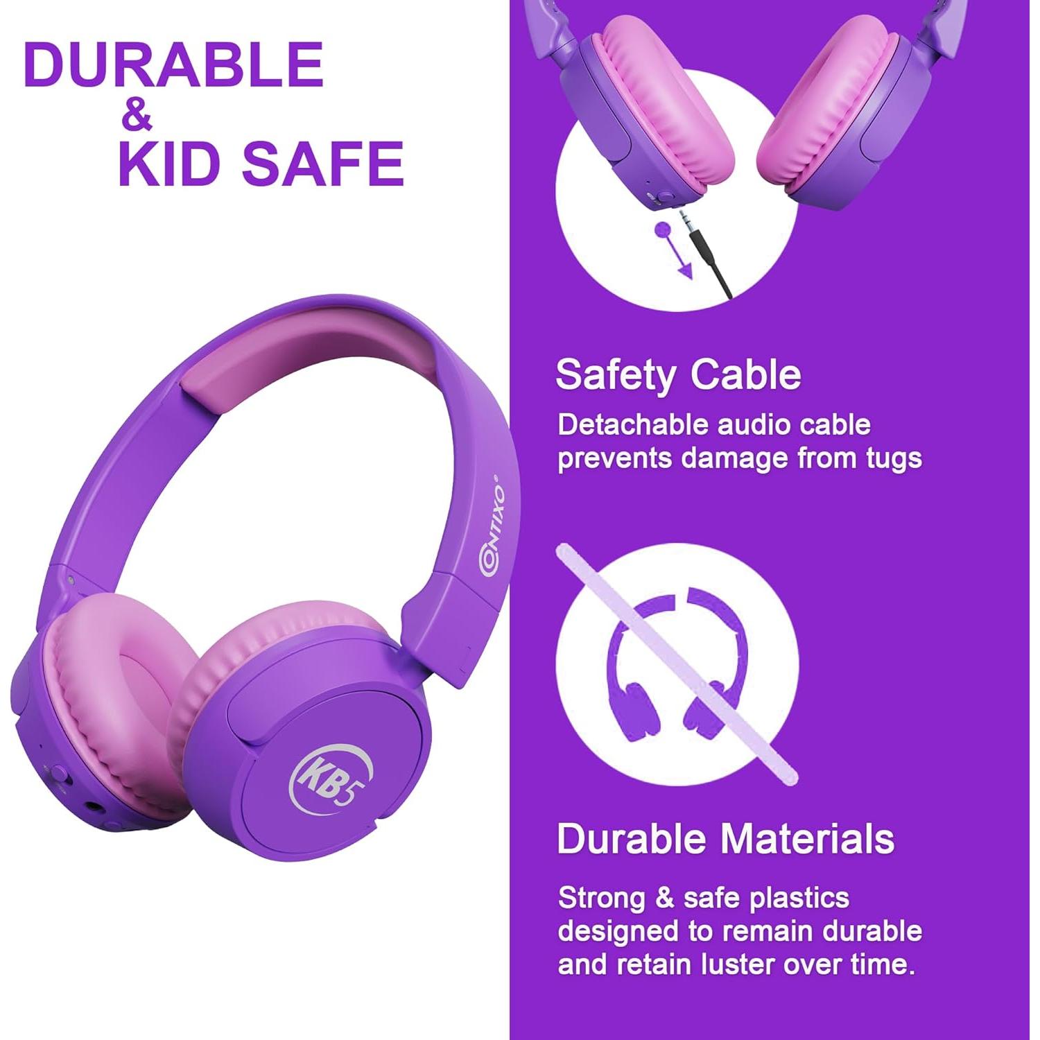 Auriculares Bluetooth Contixo KB5 Niños Plegables 85dB Púrpura