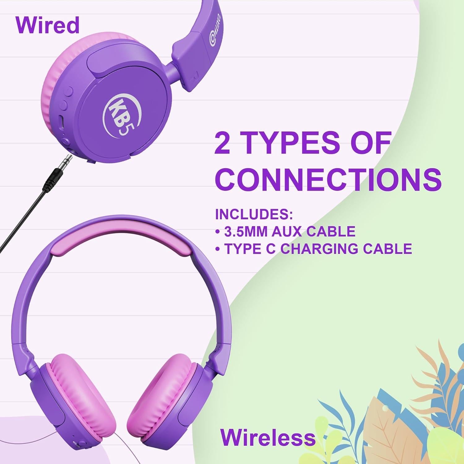 Auriculares Bluetooth Contixo KB5 Niños Plegables 85dB Púrpura