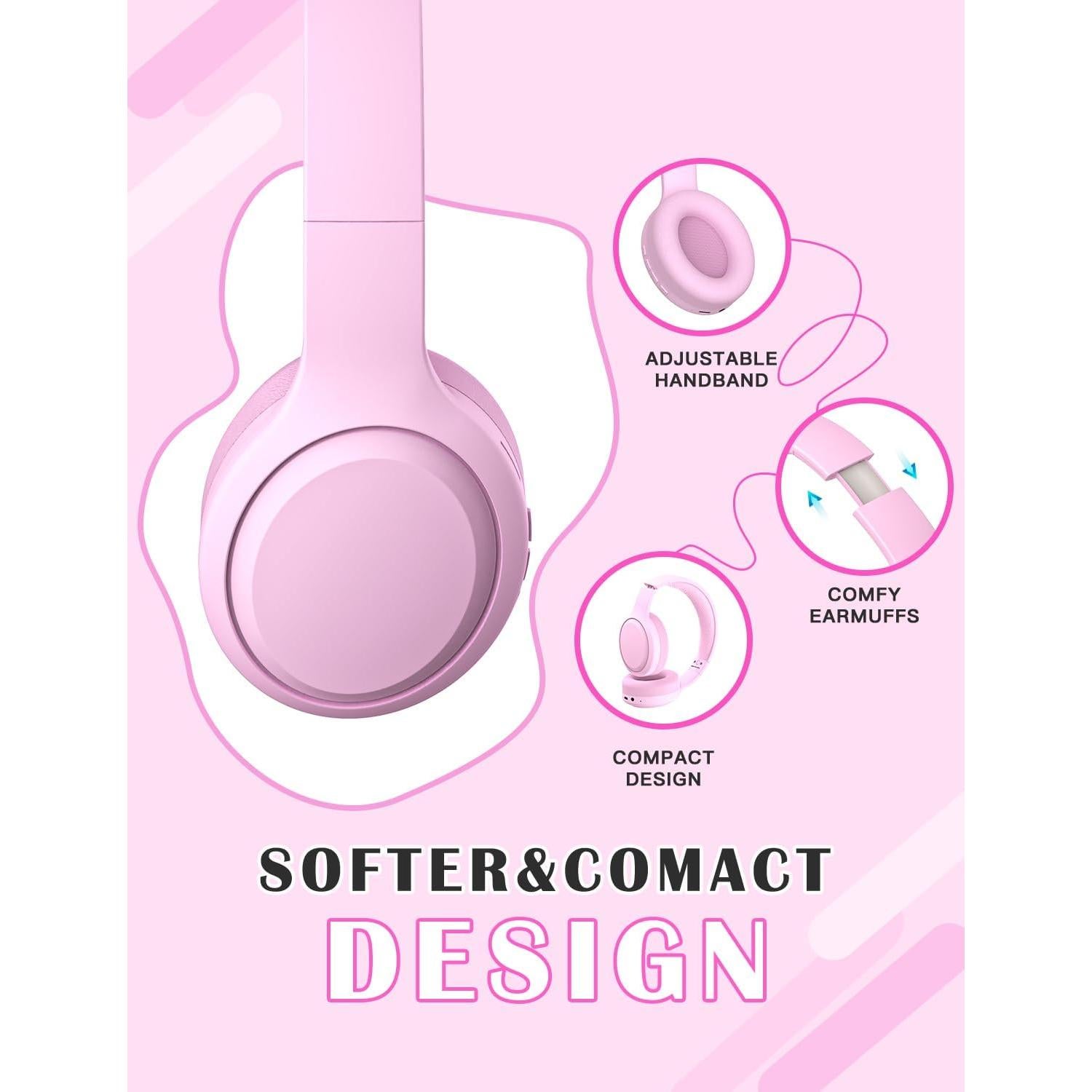 Auriculares Inalámbricos para Niños DMJ Rosa Bluetooth 5.1