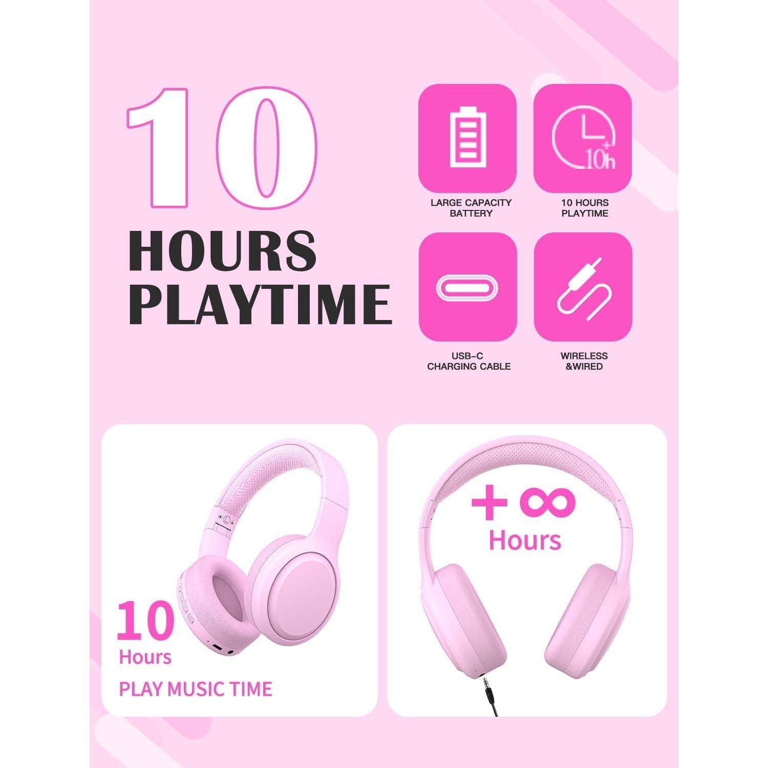 Auriculares Inalámbricos para Niños DMJ Rosa Bluetooth 5.1