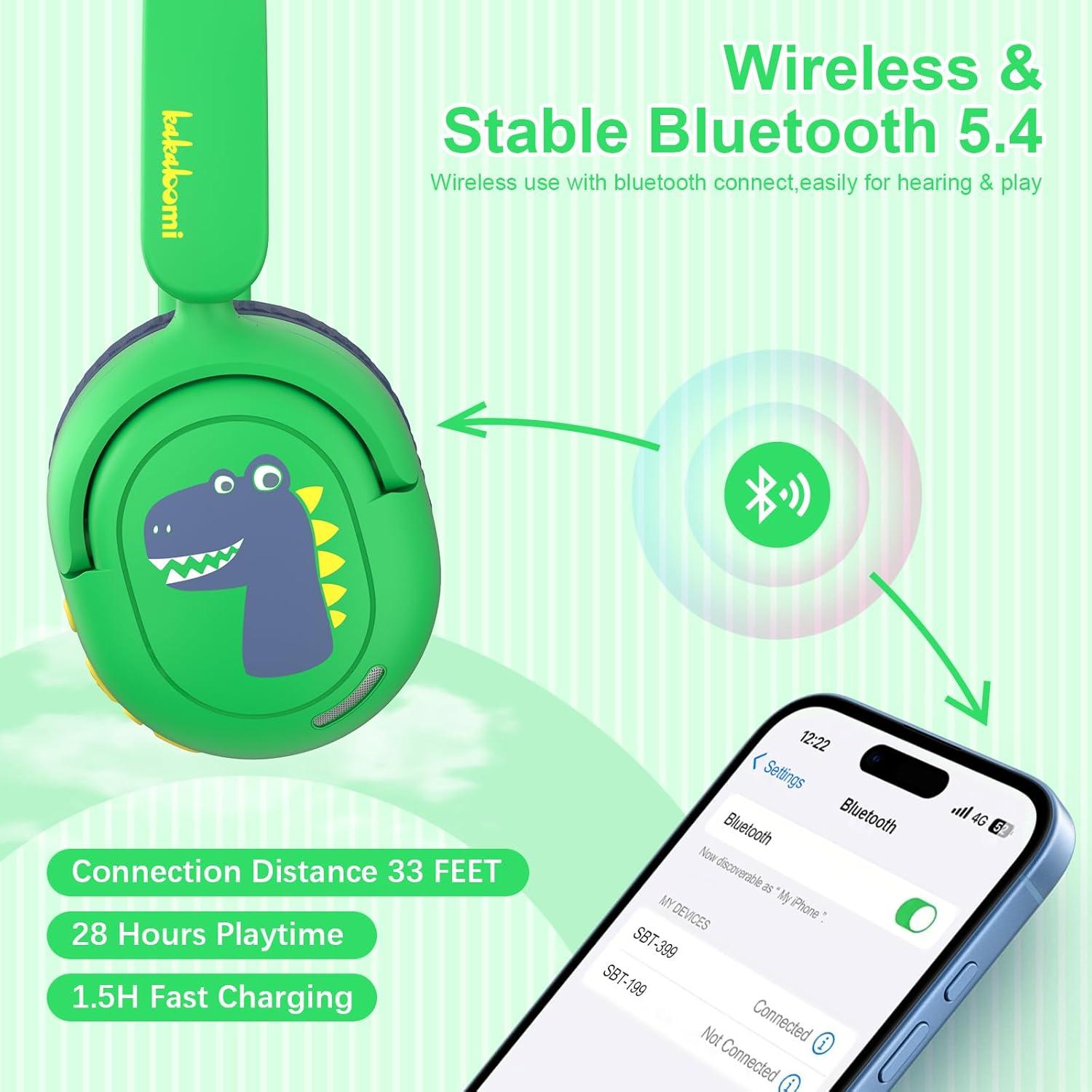 Auriculares Bluetooth Inalámbricos para Niños JBUNION SBT399 con Micrófono y Limitación de Volumen