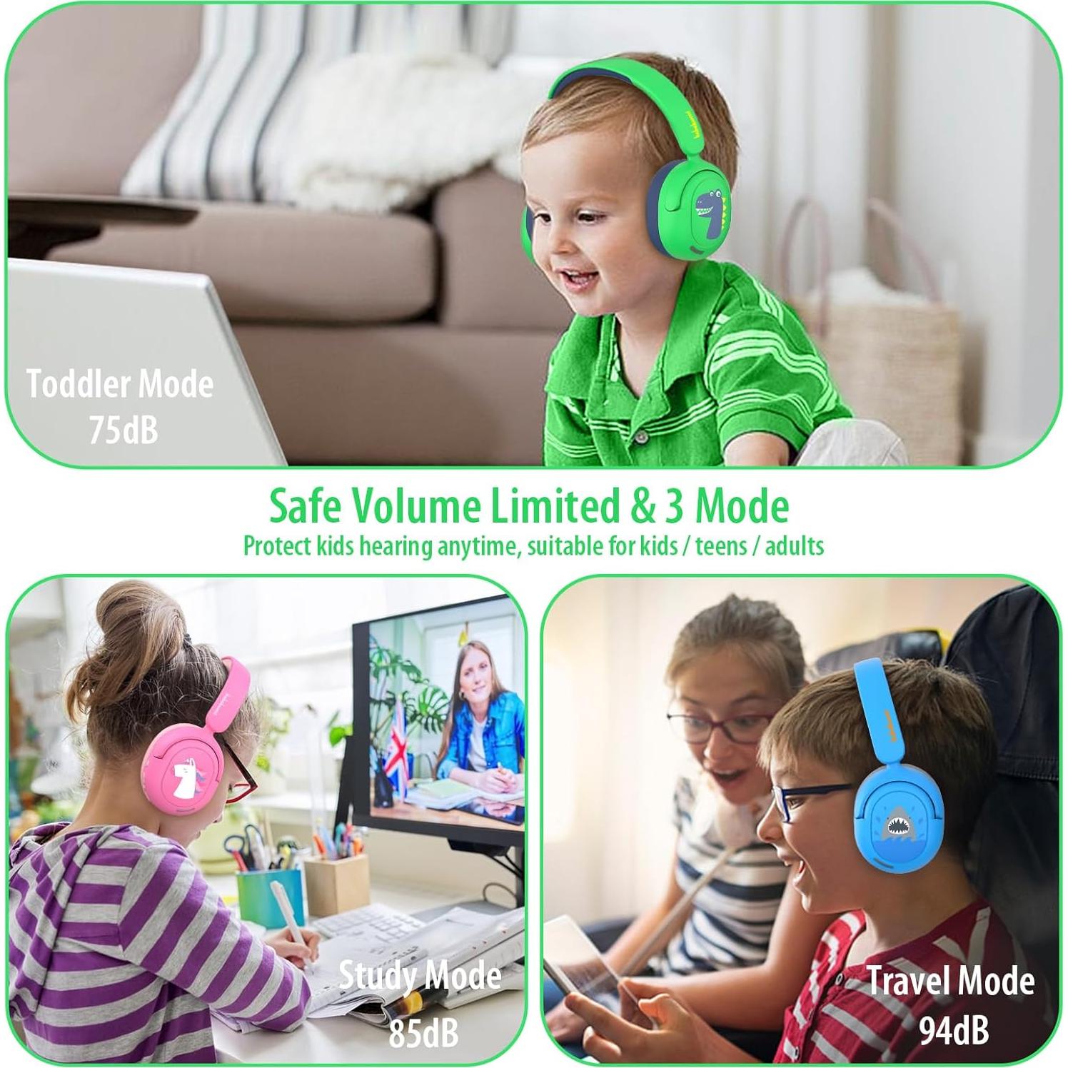 Auriculares Bluetooth Inalámbricos para Niños JBUNION SBT399 con Micrófono y Limitación de Volumen