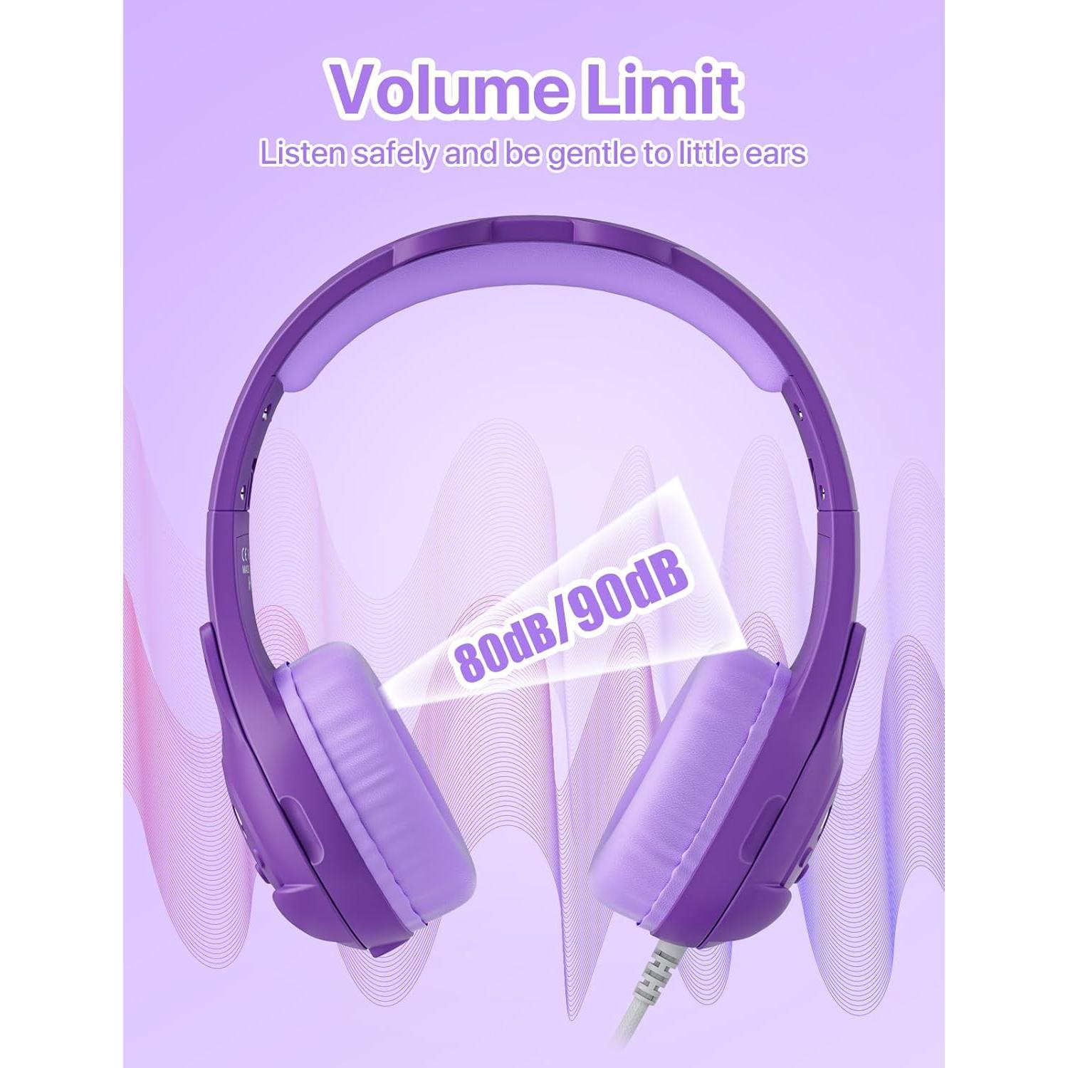 Auriculares ZIUMIER H41 para Niños con Micrófono y Limitador 80dB