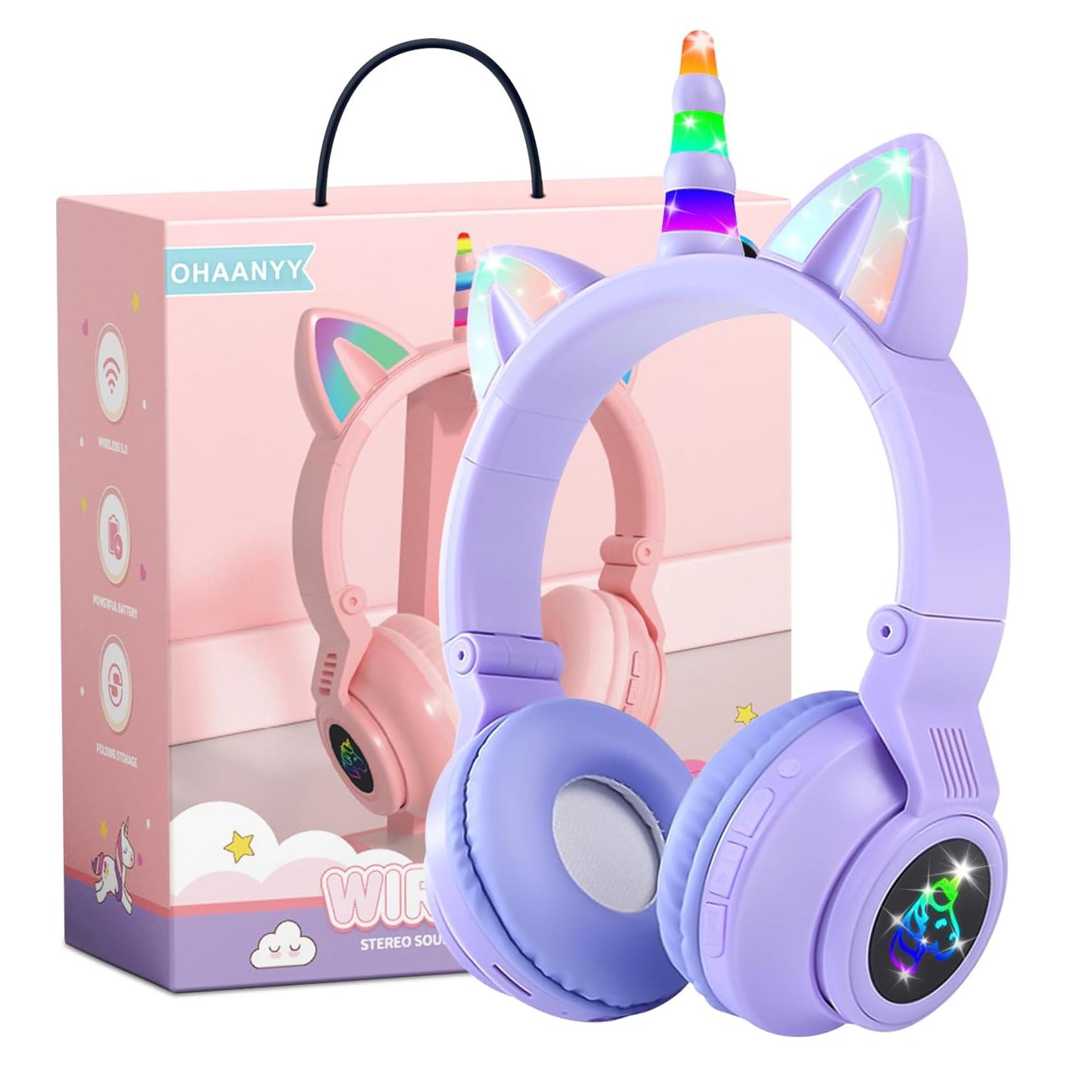 Auriculares Bluetooth Inalámbricos KERHAND Unicornio Púrpura