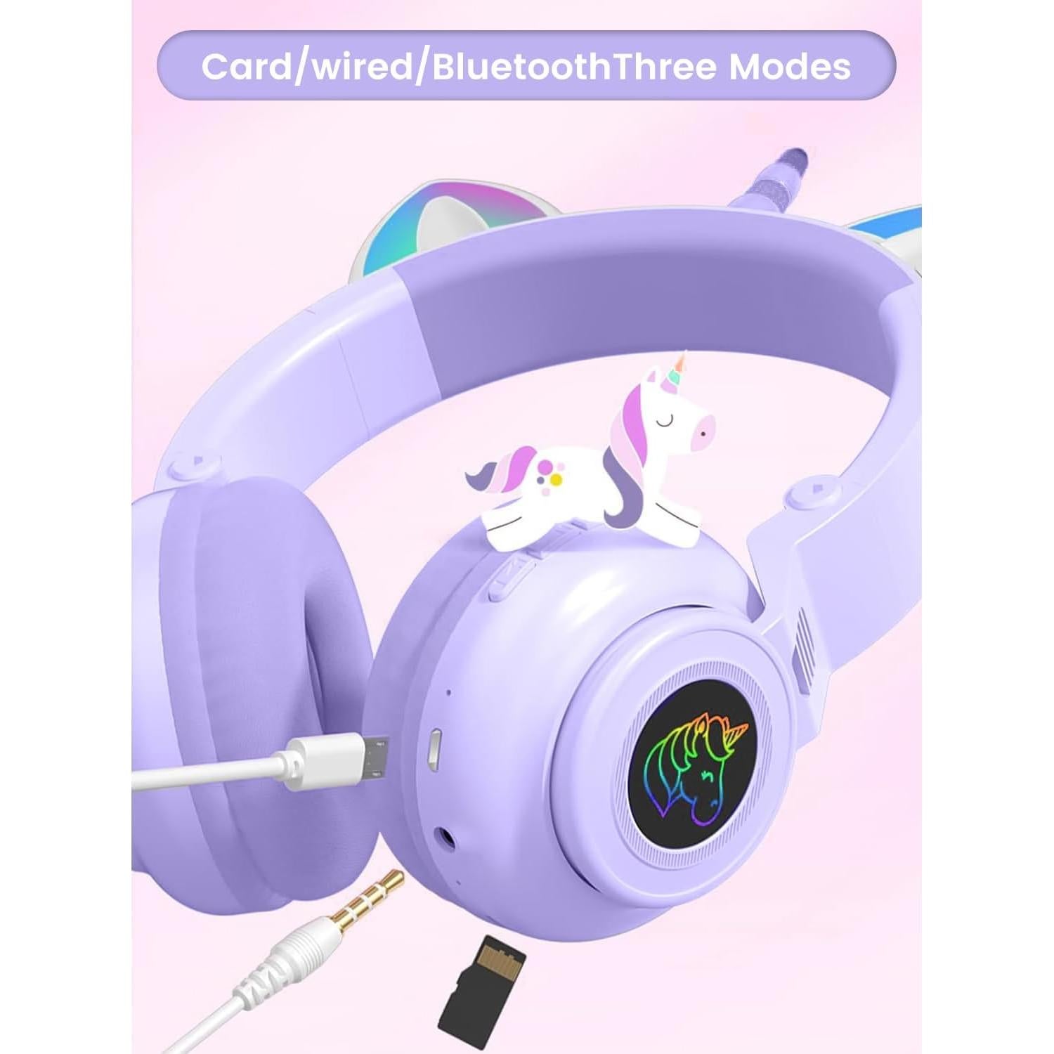 Auriculares Bluetooth Inalámbricos KERHAND Unicornio Púrpura