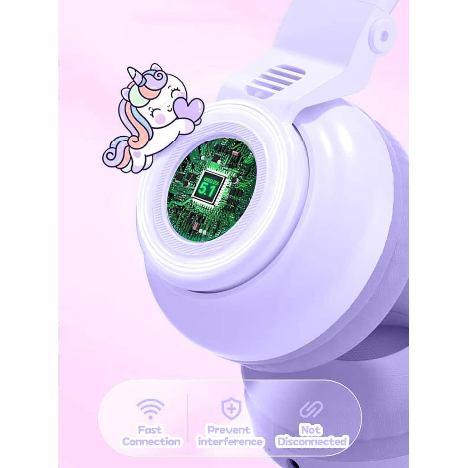 Auriculares Bluetooth Inalámbricos KERHAND Unicornio Púrpura