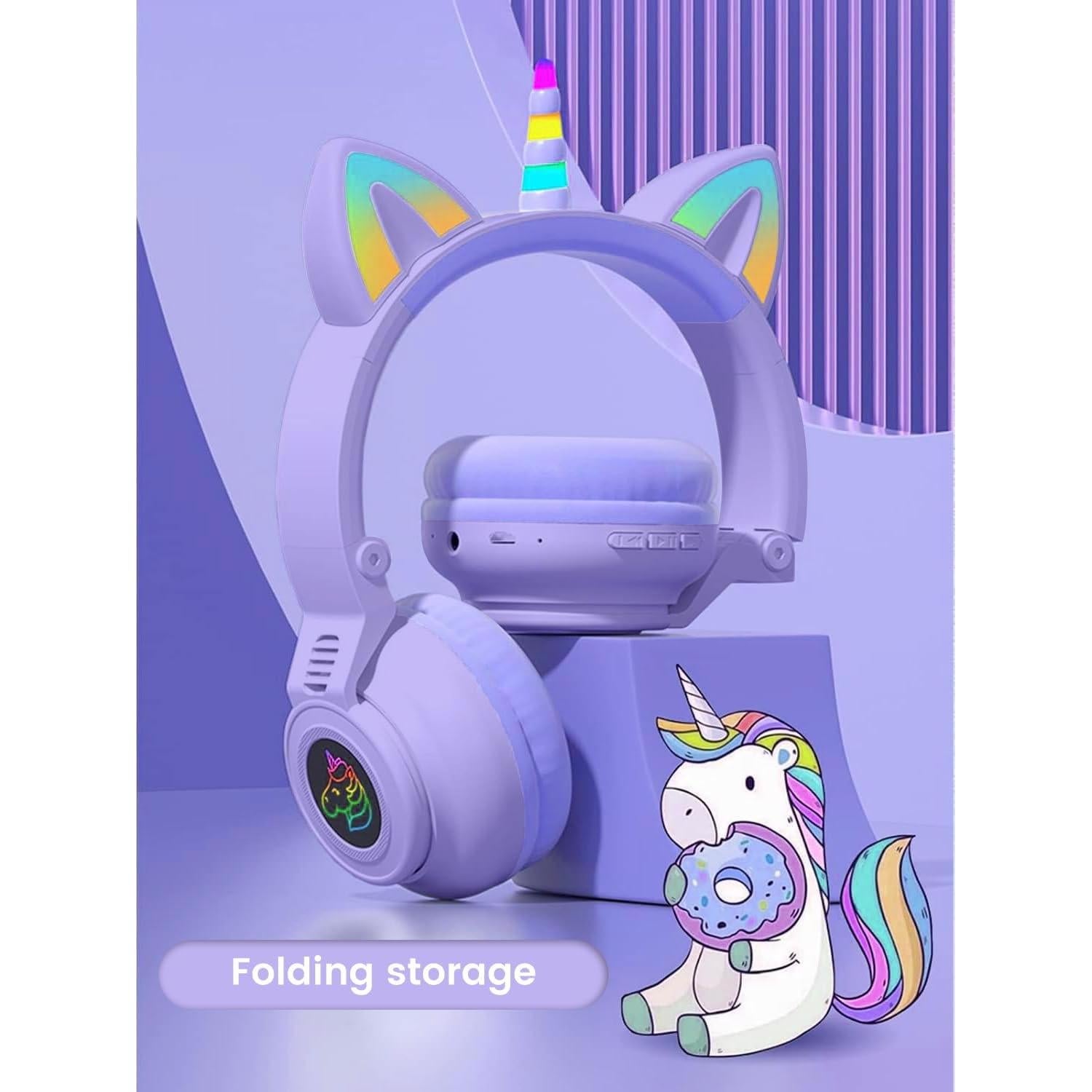 Auriculares Bluetooth Inalámbricos KERHAND Unicornio Púrpura