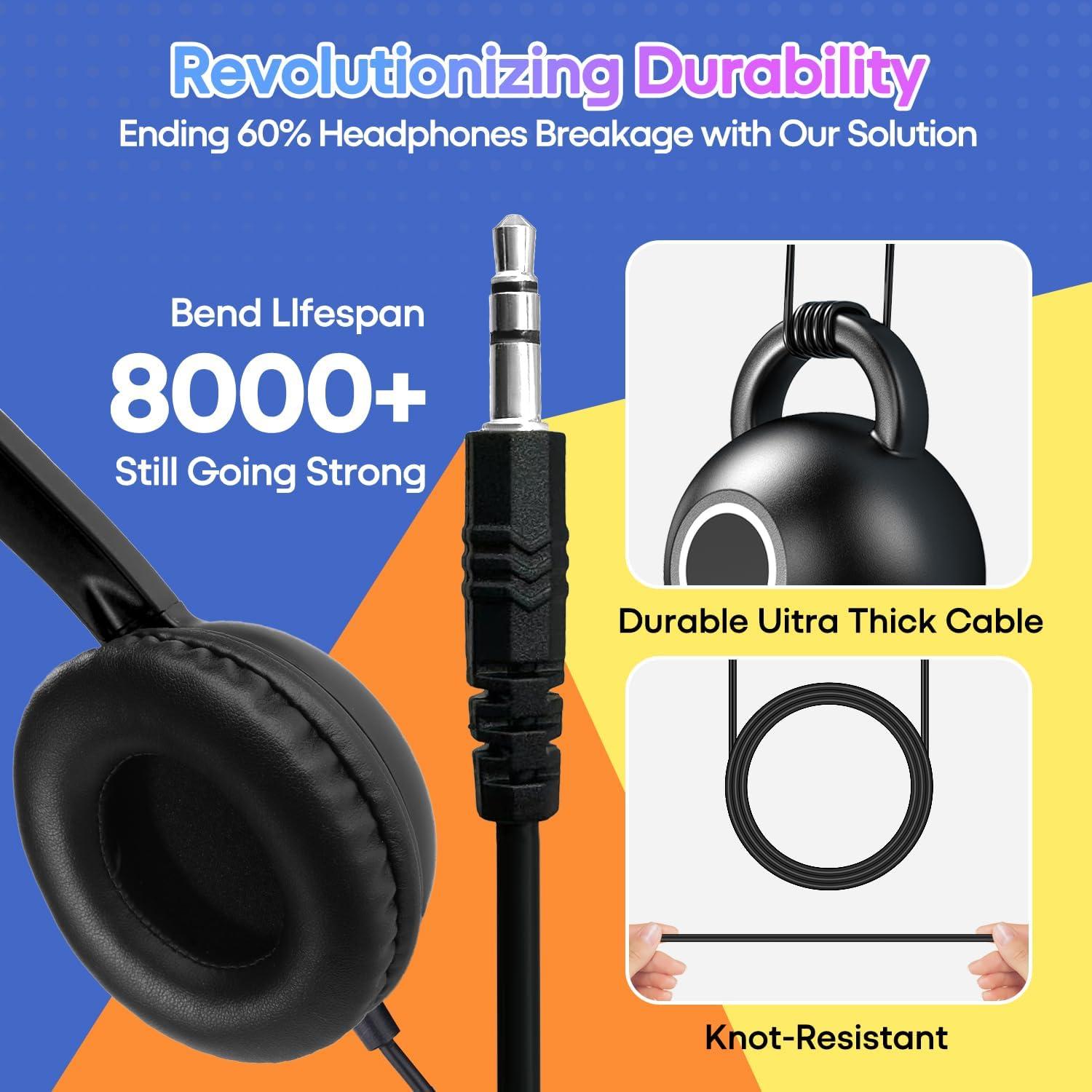 Auriculares con Cable Waneni JS30 para Aula - Paquete de 5 Coloridos