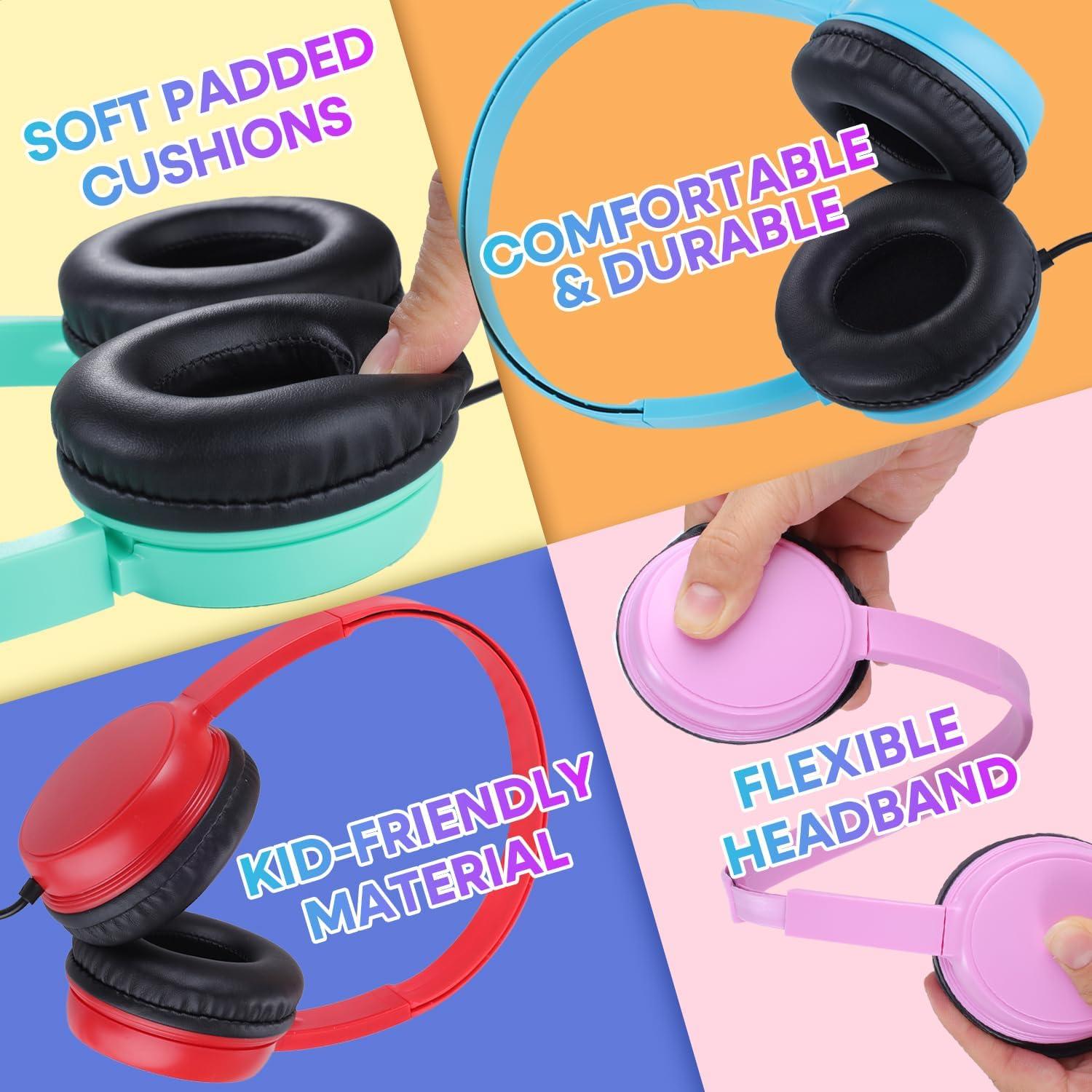 Auriculares con Cable Waneni JS30 para Aula - Paquete de 5 Coloridos