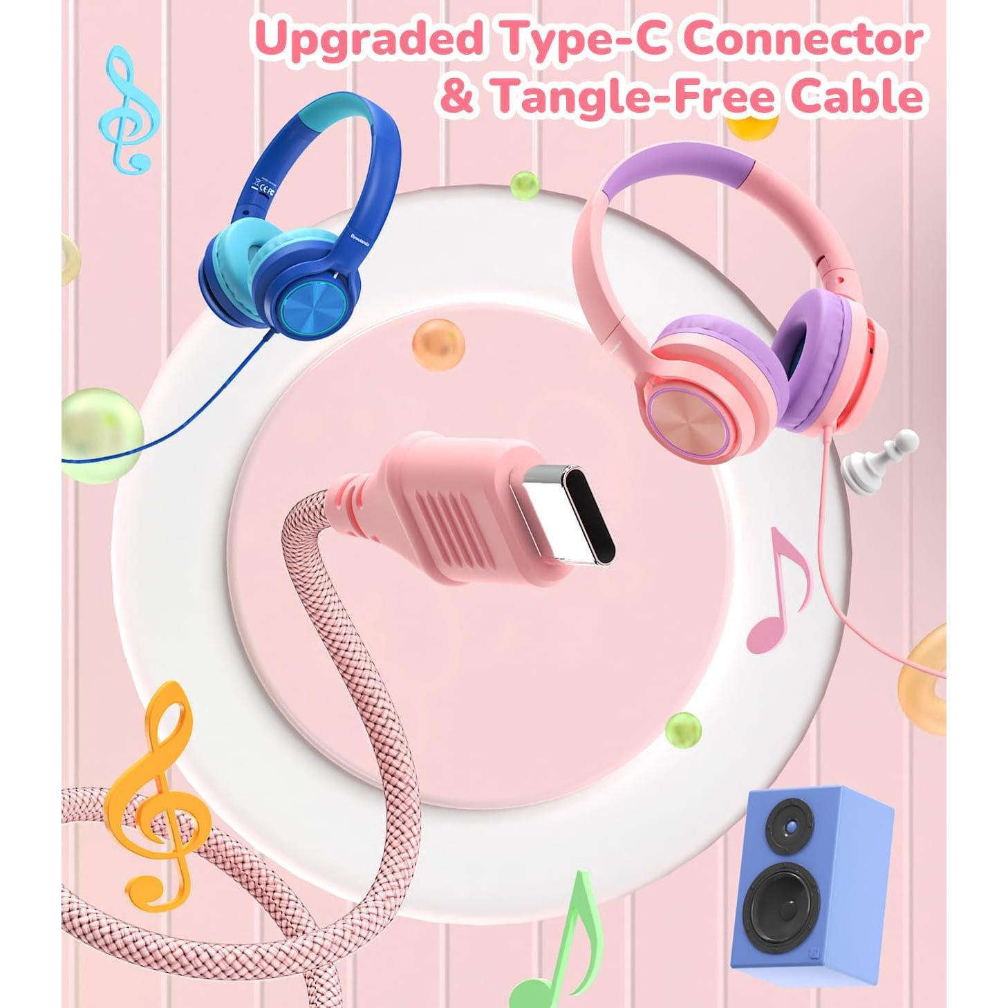 Auriculares USB-C para Niños Bywulanda, Plegables, 85/94dB
