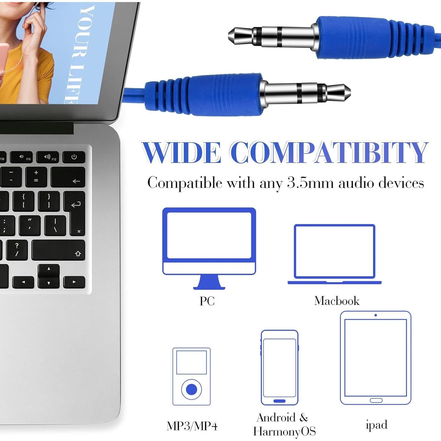 Auriculares Kanayu Earbud 100 Paquetes Azul 3.5mm