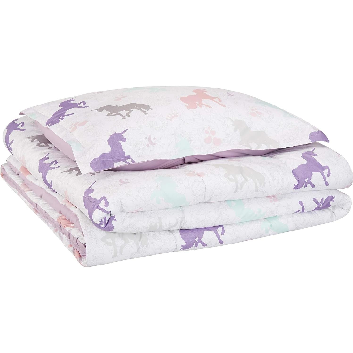 Conjunto Edredón y Funda de Almohada Amazon Basics Unicornios