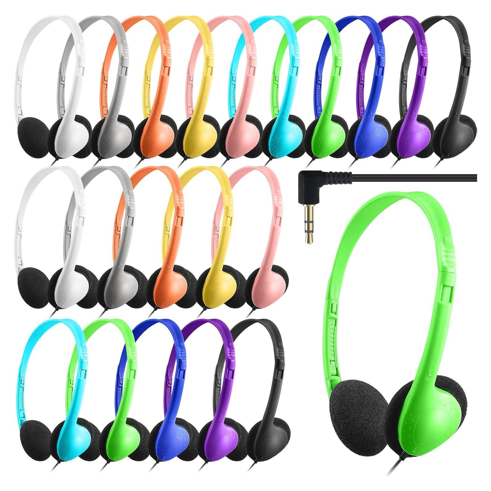 20 Auriculares Escolares Coloridos Chumia 3.5mm Ajustables