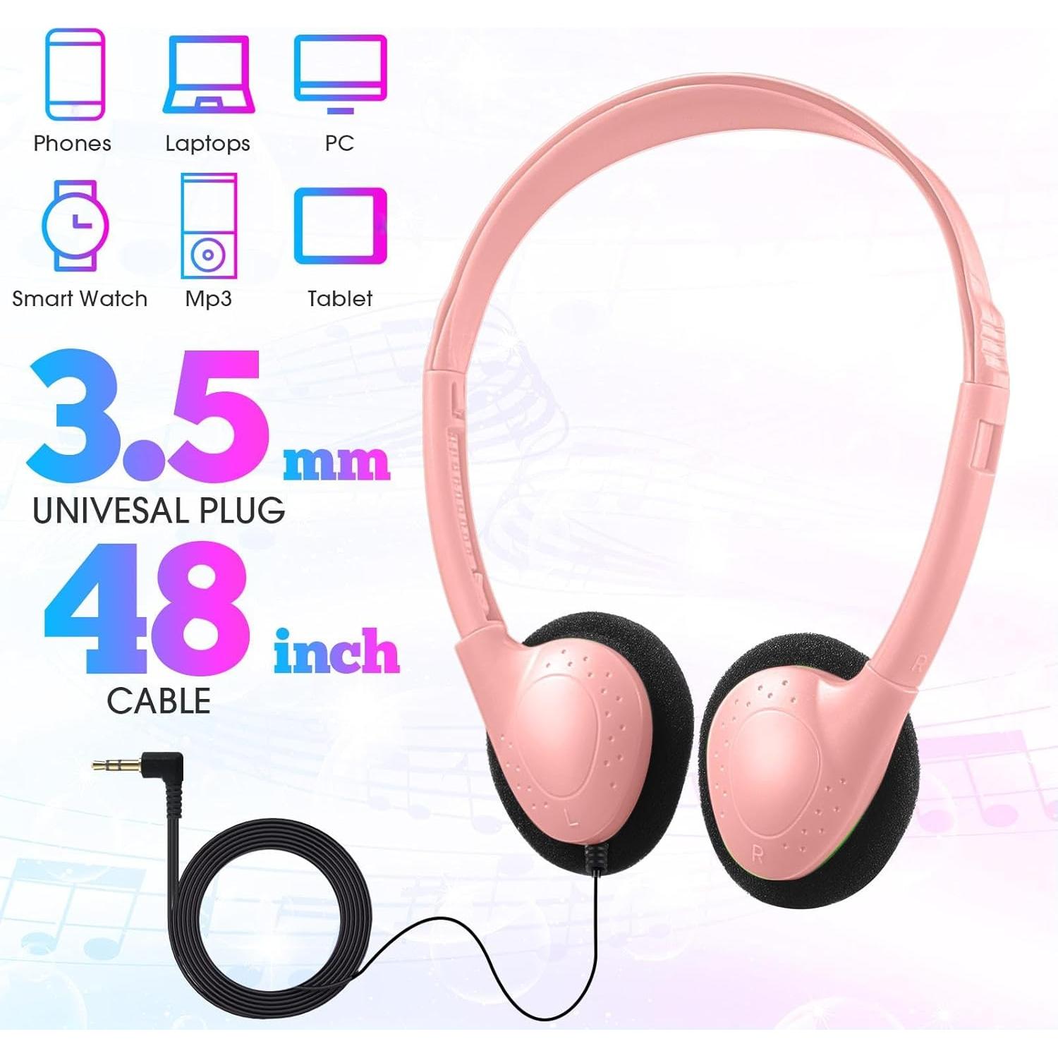 20 Auriculares Escolares Coloridos Chumia 3.5mm Ajustables