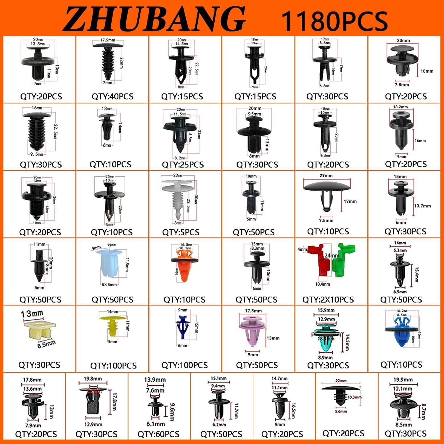 Kit de Clips de Retención 1281PCS ZHUBANG para Automóviles