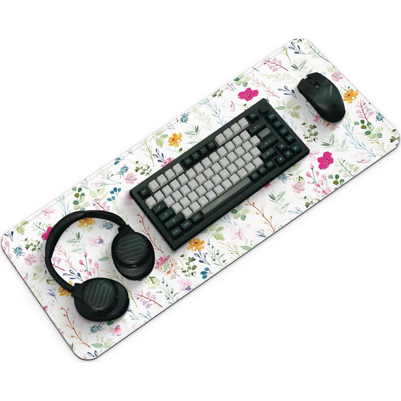 Alfombrilla de Ratón Grande FTSYAD Floral 80 x 30 cm Antideslizante