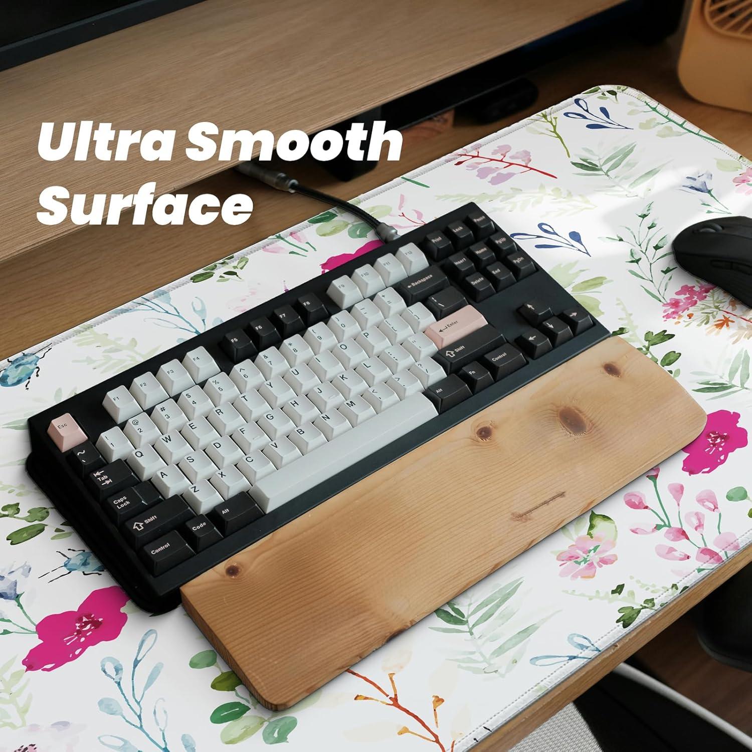 Alfombrilla de Ratón Grande FTSYAD Floral 80 x 30 cm Antideslizante