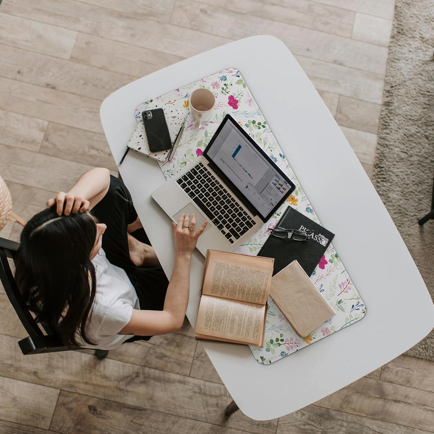 Alfombrilla de Ratón Grande FTSYAD Floral 80 x 30 cm Antideslizante