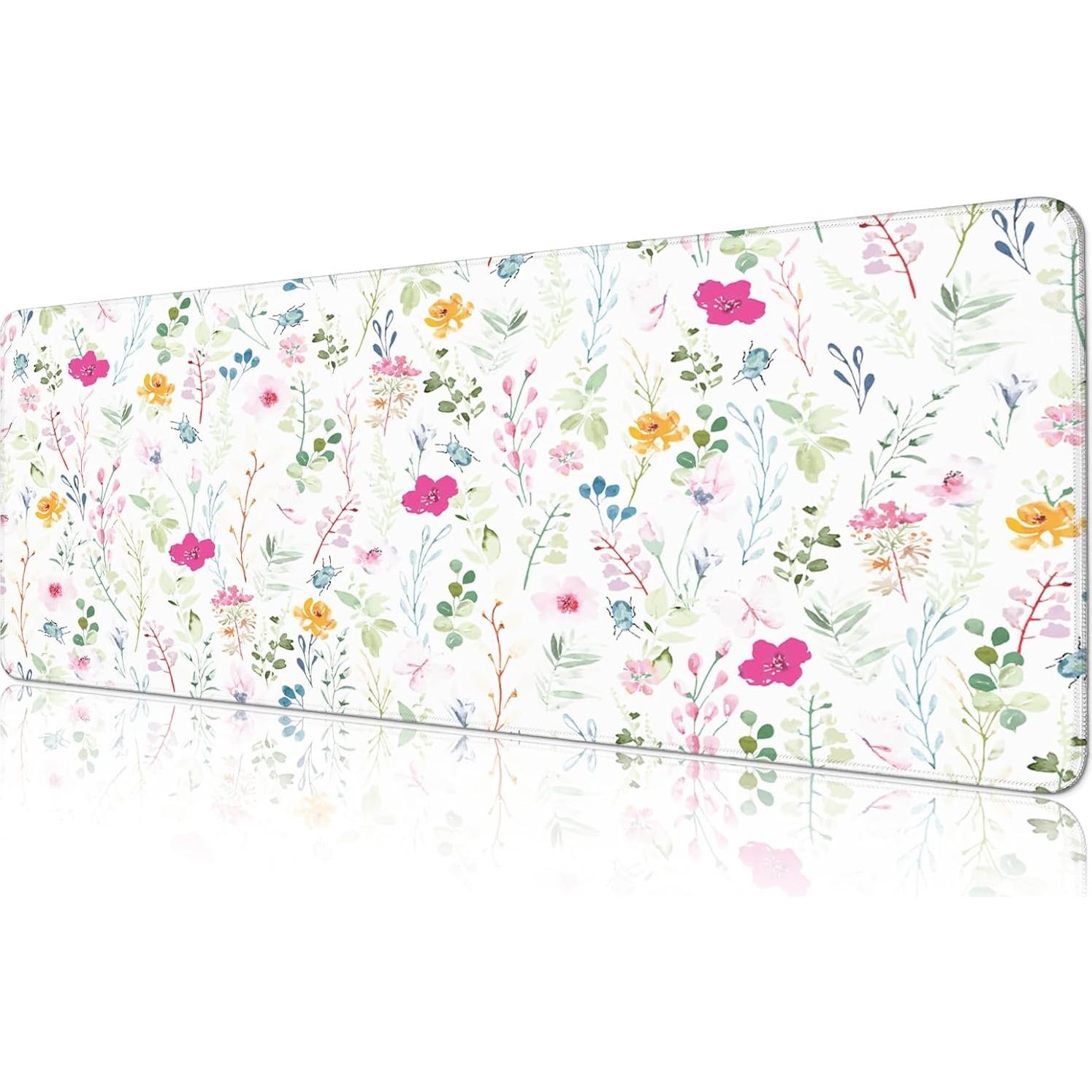 Alfombrilla de Ratón Grande FTSYAD Floral 80 x 30 cm Antideslizante