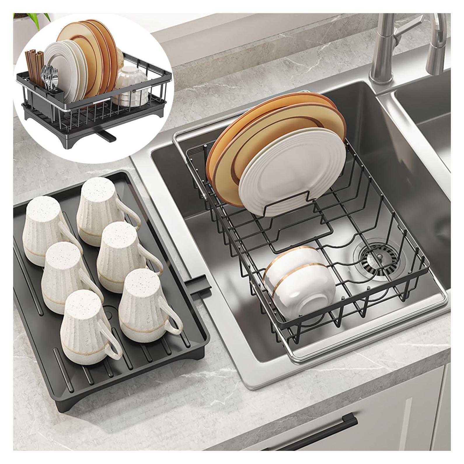 Escurridor de Platos SOVGIZF Expandible con Bandeja Desmontable