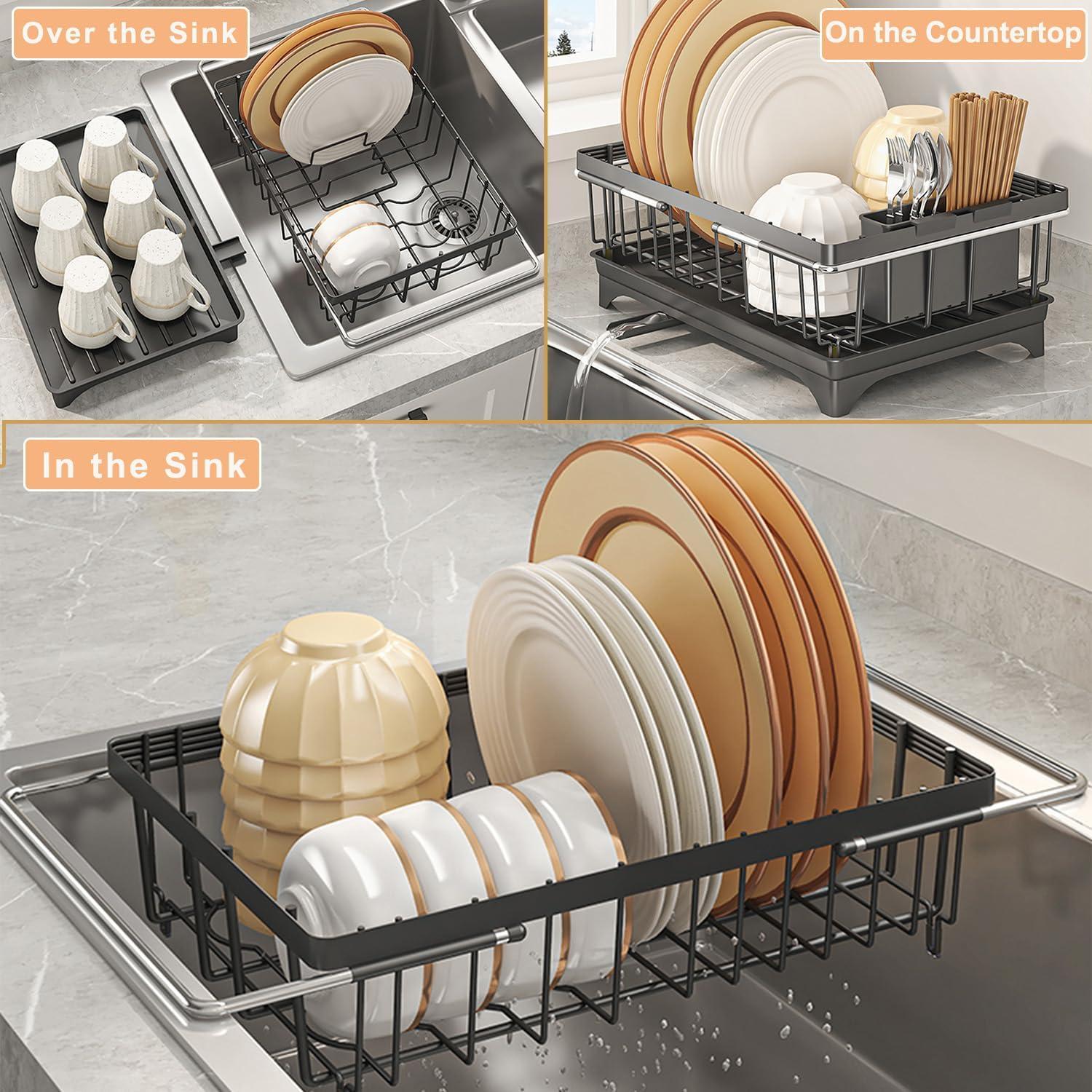 Escurridor de Platos SOVGIZF Expandible con Bandeja Desmontable