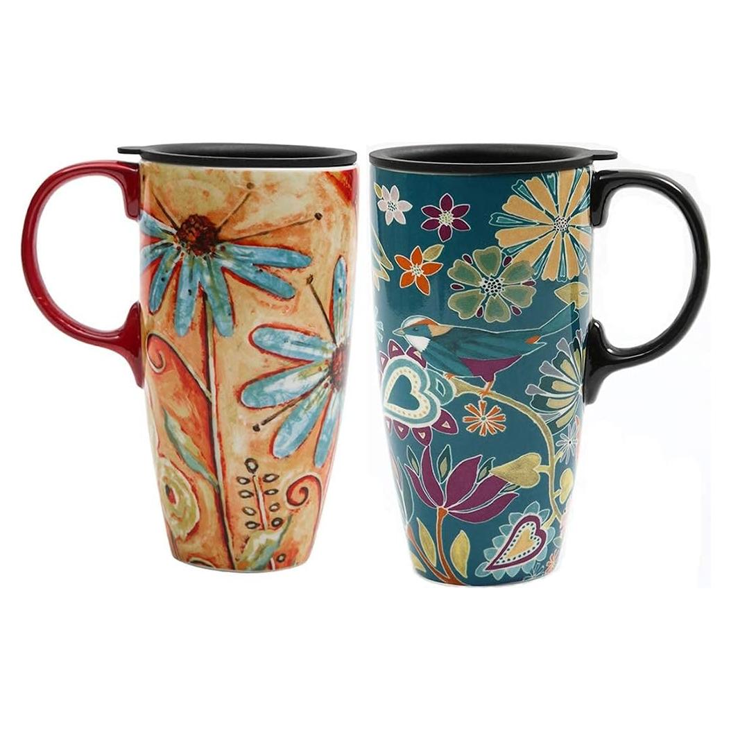 Taza de Cerámica de Viaje Topadorn 500 ml Set de 2