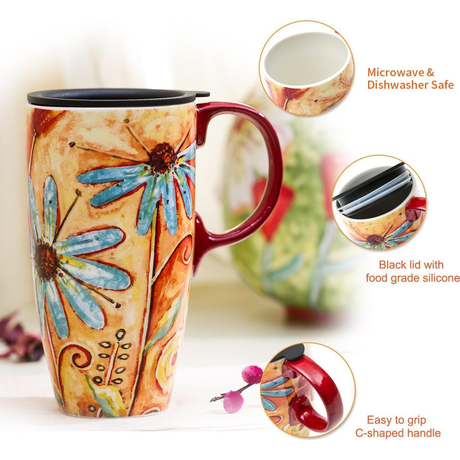 Taza de Cerámica de Viaje Topadorn 500 ml Set de 2