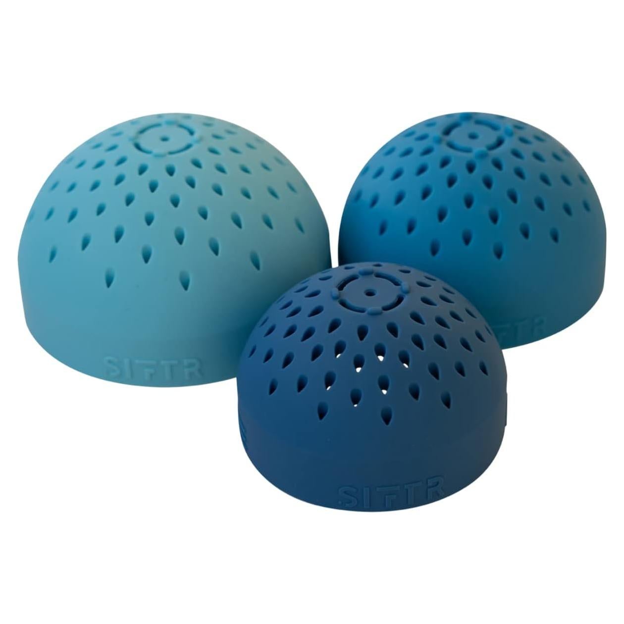 Juego de Coladores Mini SIFTR Apilables de Silicona Azul