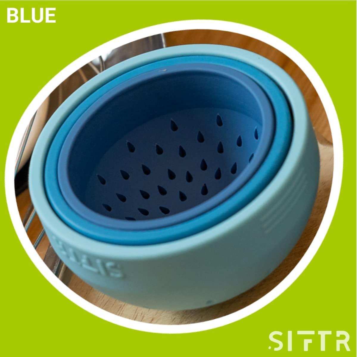 Juego de Coladores Mini SIFTR Apilables de Silicona Azul