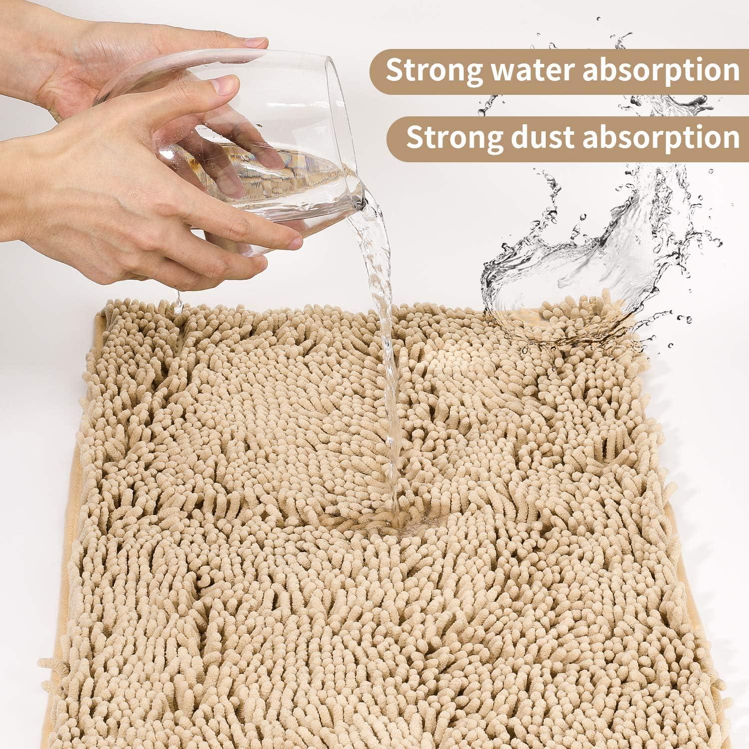 Alfombrillas de Baño Antideslizantes LanYunUmi Beige 2 Piezas