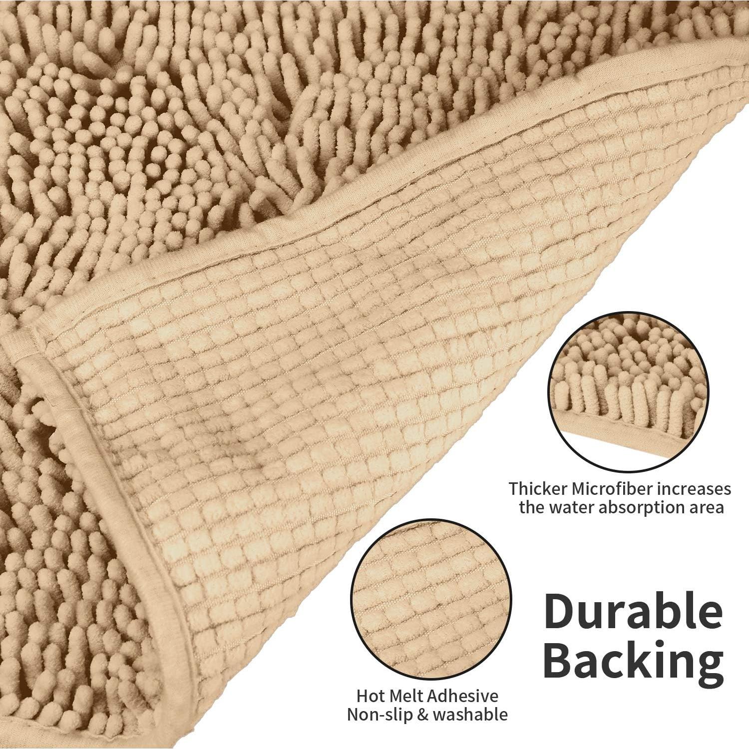 Alfombrillas de Baño Antideslizantes LanYunUmi Beige 2 Piezas