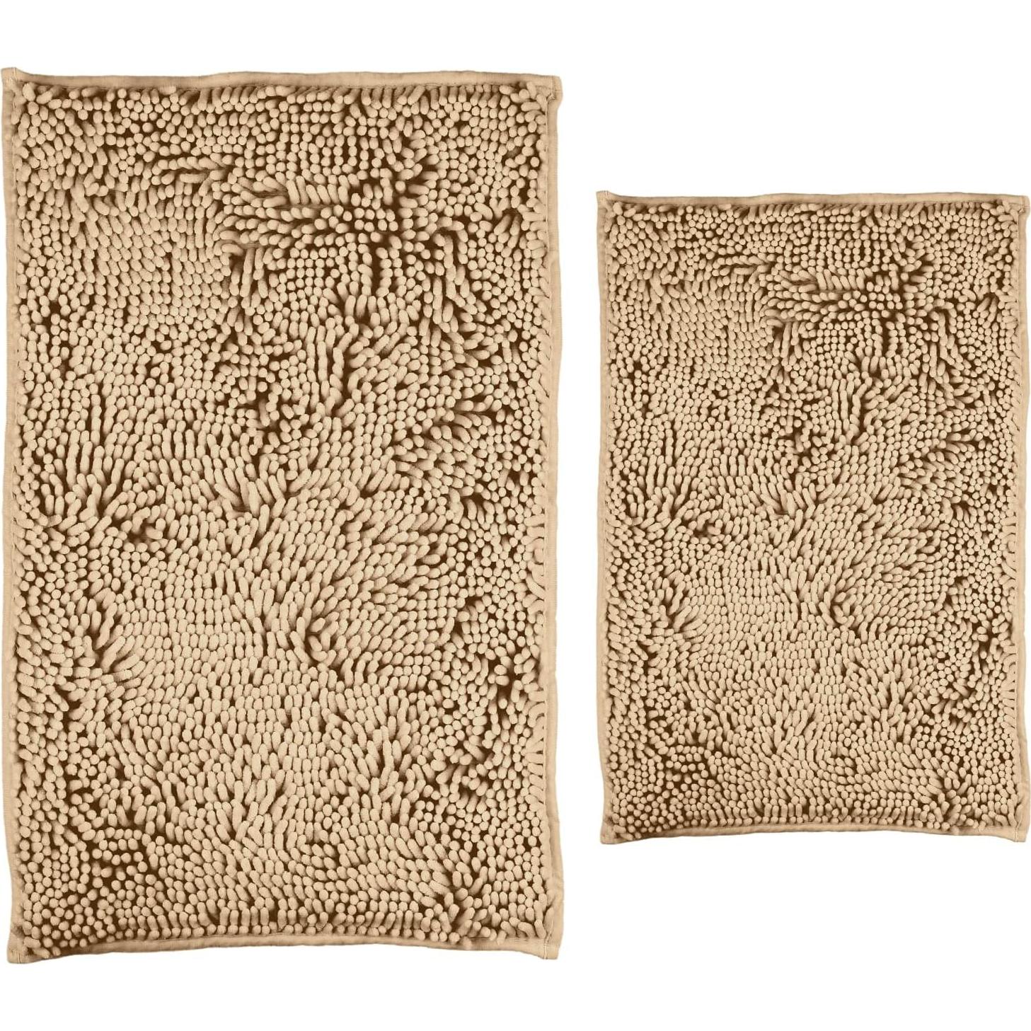 Alfombrillas de Baño Antideslizantes LanYunUmi Beige 2 Piezas