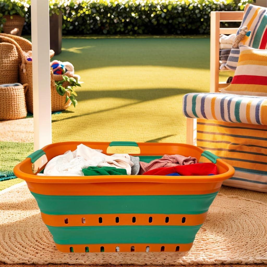 Cesta de Ropa Plegable SAMMART 42L Verde Bosque - Organizador