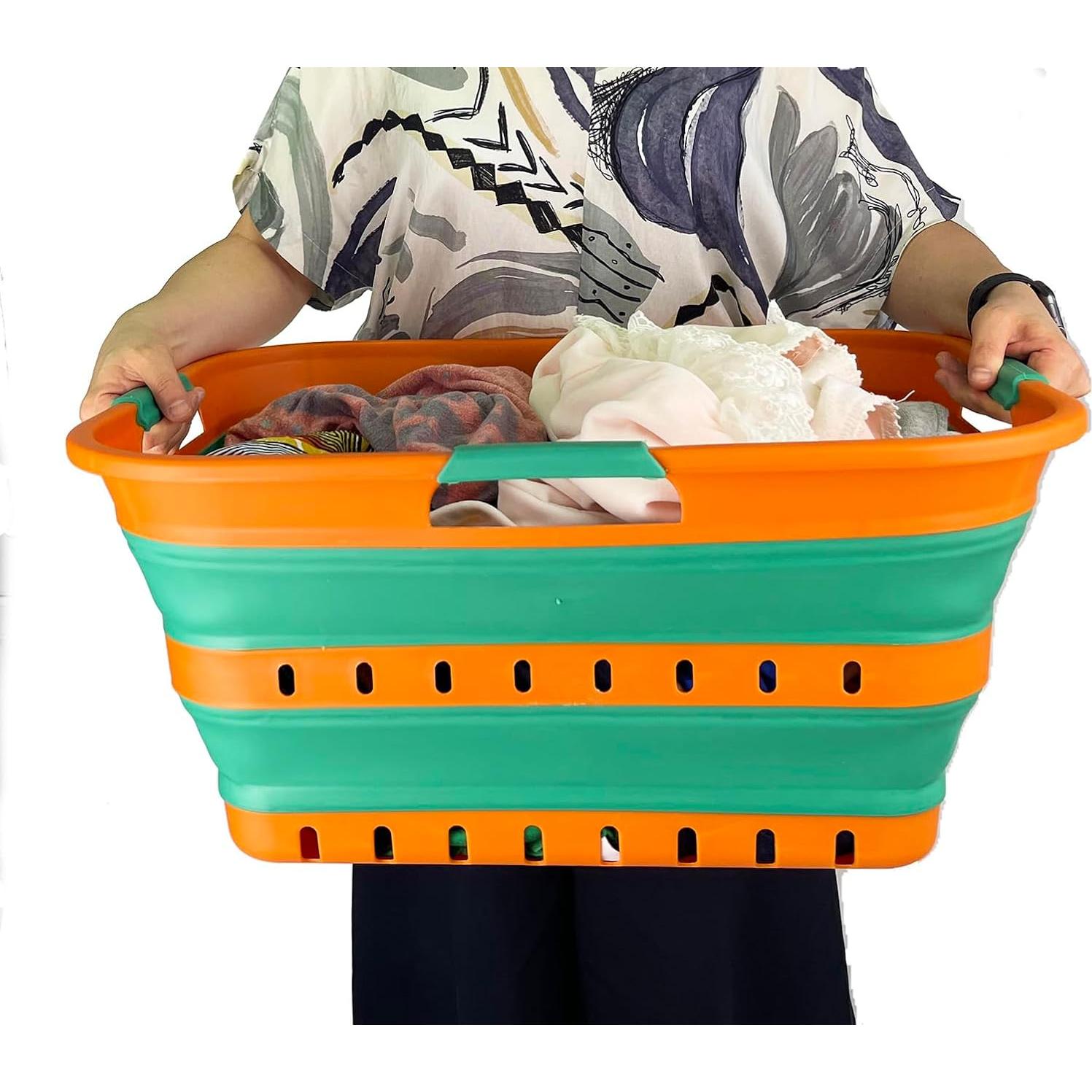 Cesta de Ropa Plegable SAMMART 42L Verde Bosque - Organizador