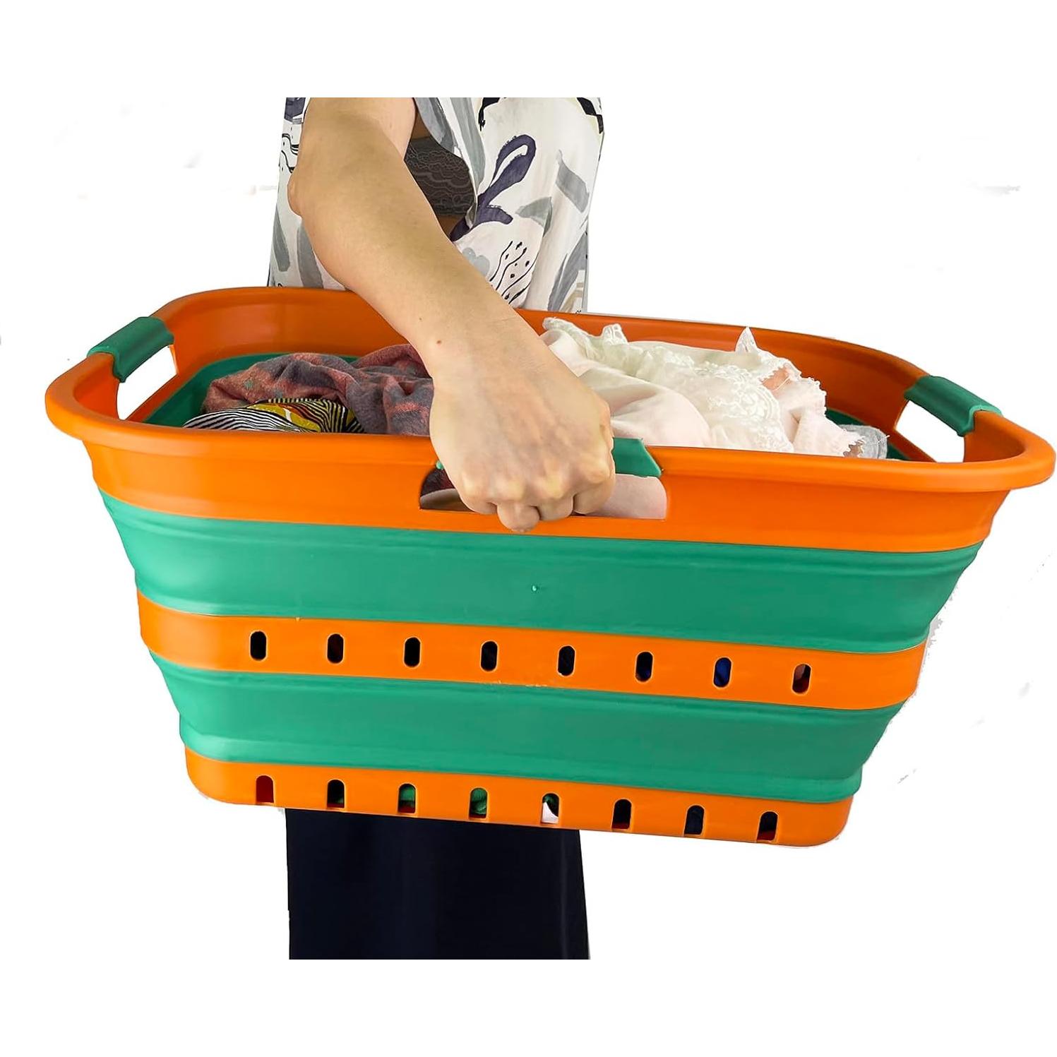 Cesta de Ropa Plegable SAMMART 42L Verde Bosque - Organizador
