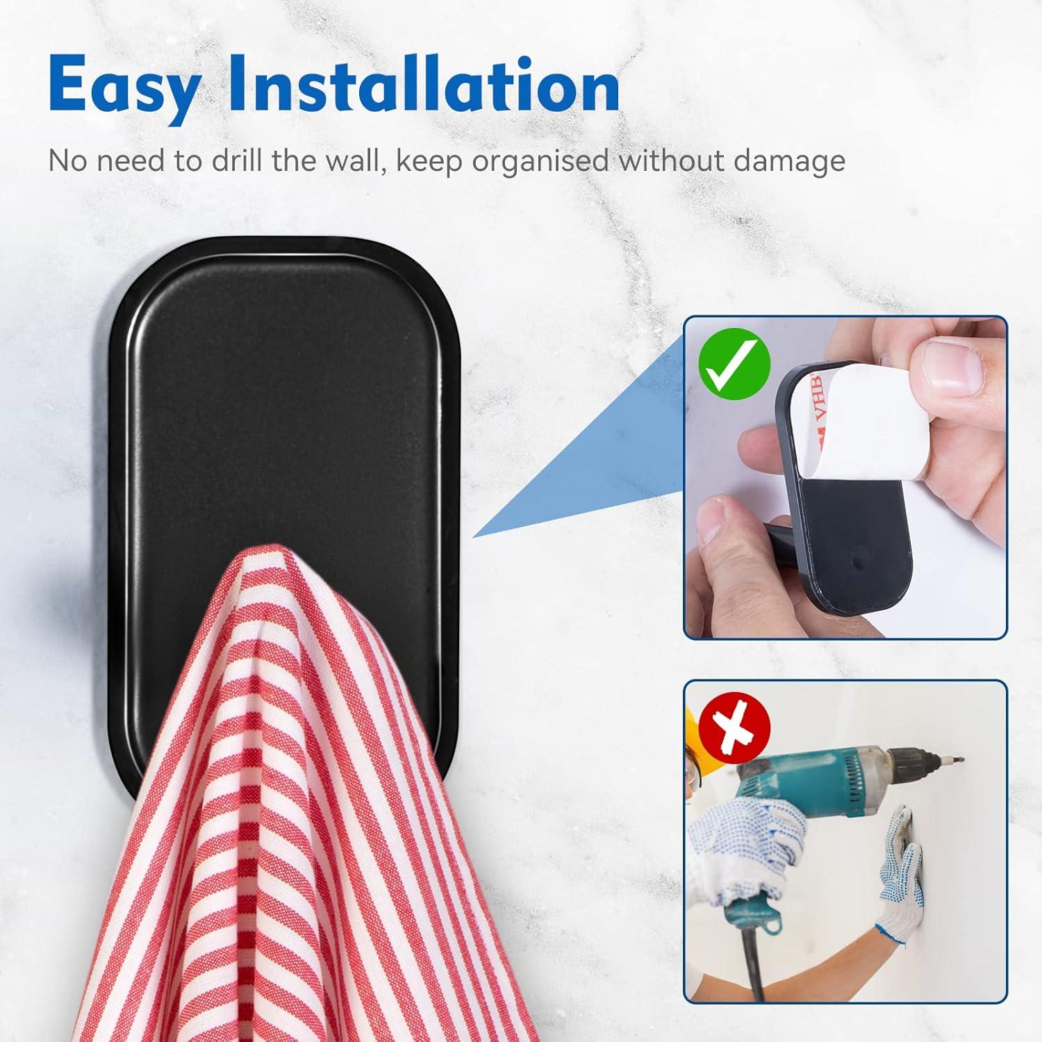 Ganchos Adhesivos INNPLUS - Paquete de 6, Alta Resistencia, Negro