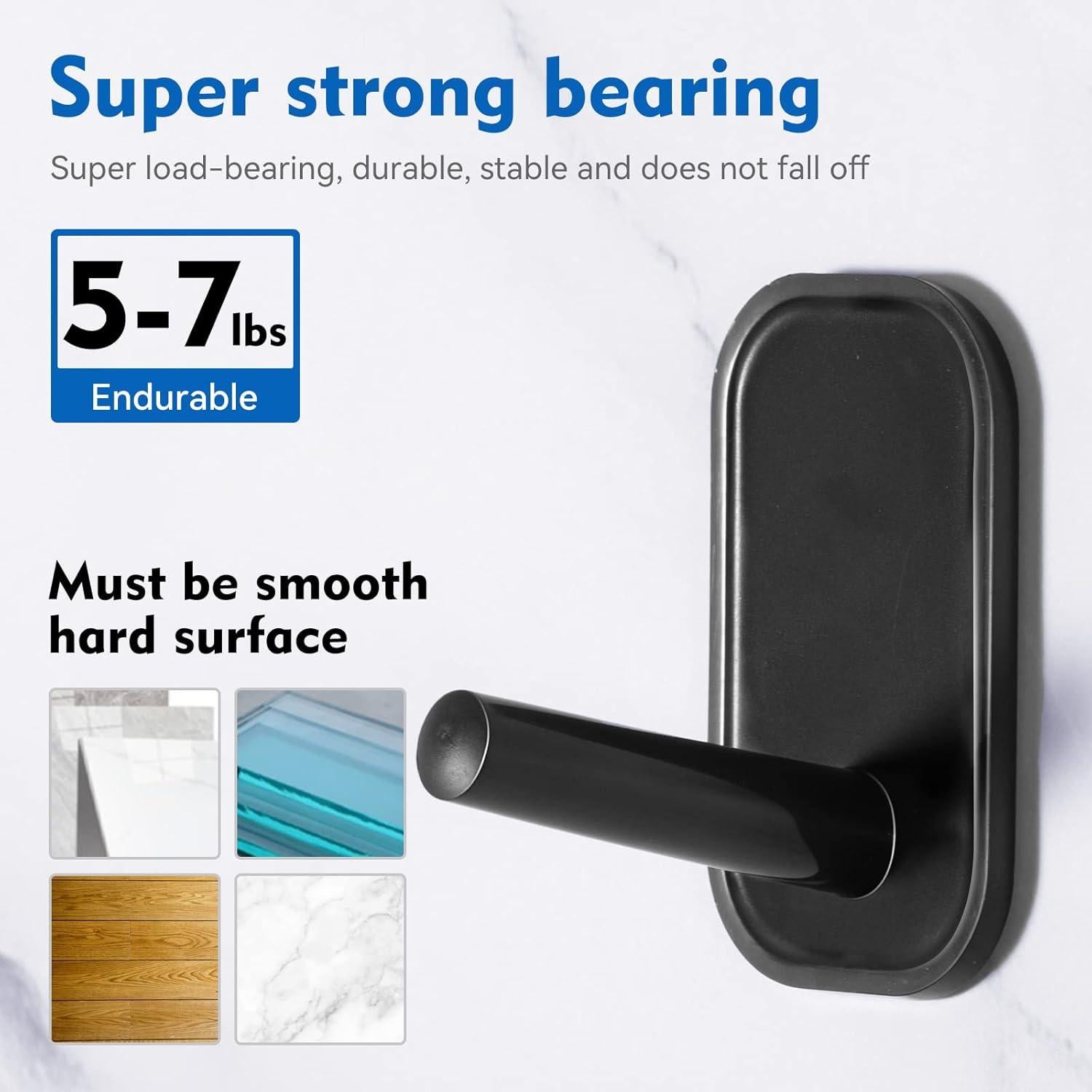 Ganchos Adhesivos INNPLUS - Paquete de 6, Alta Resistencia, Negro