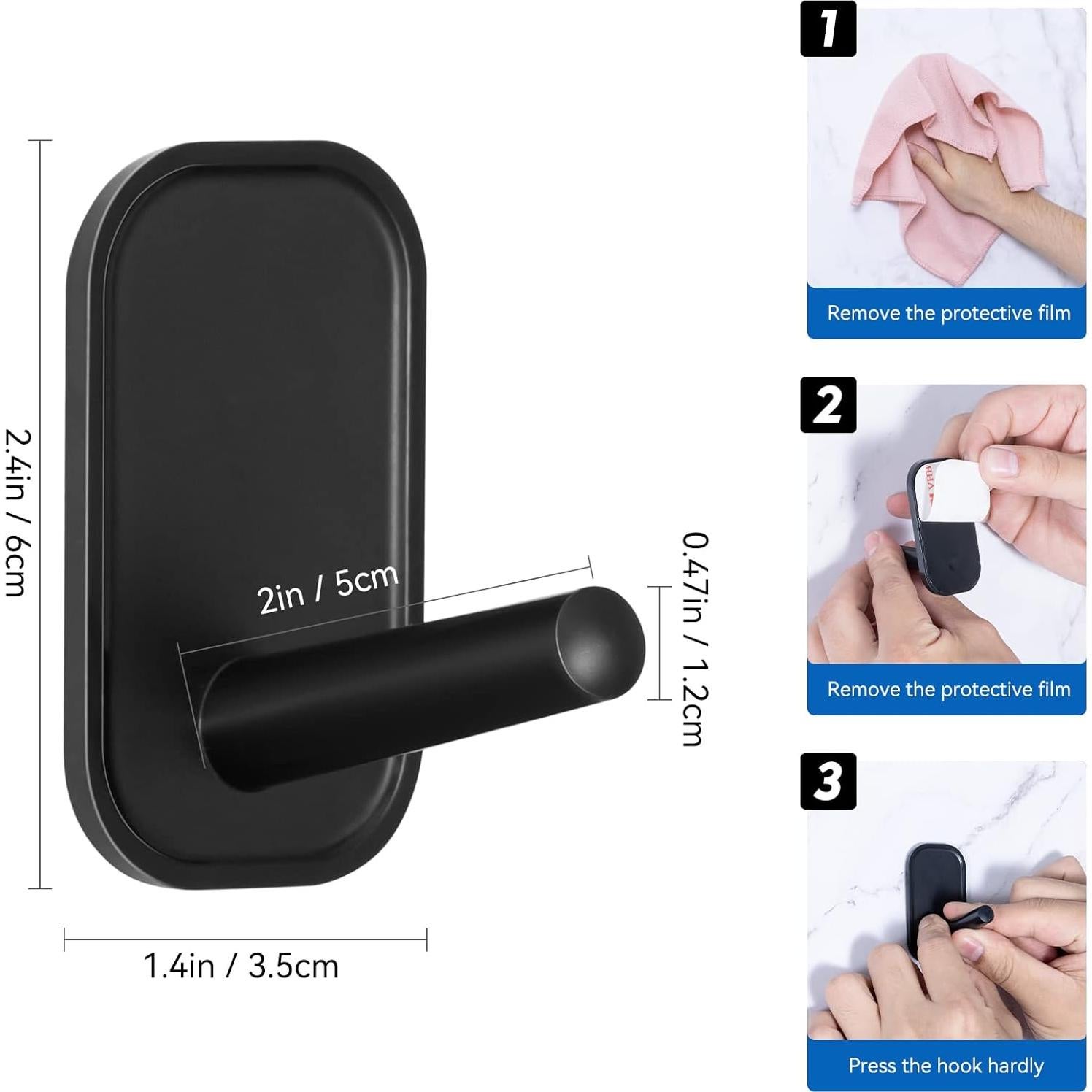 Ganchos Adhesivos INNPLUS - Paquete de 6, Alta Resistencia, Negro